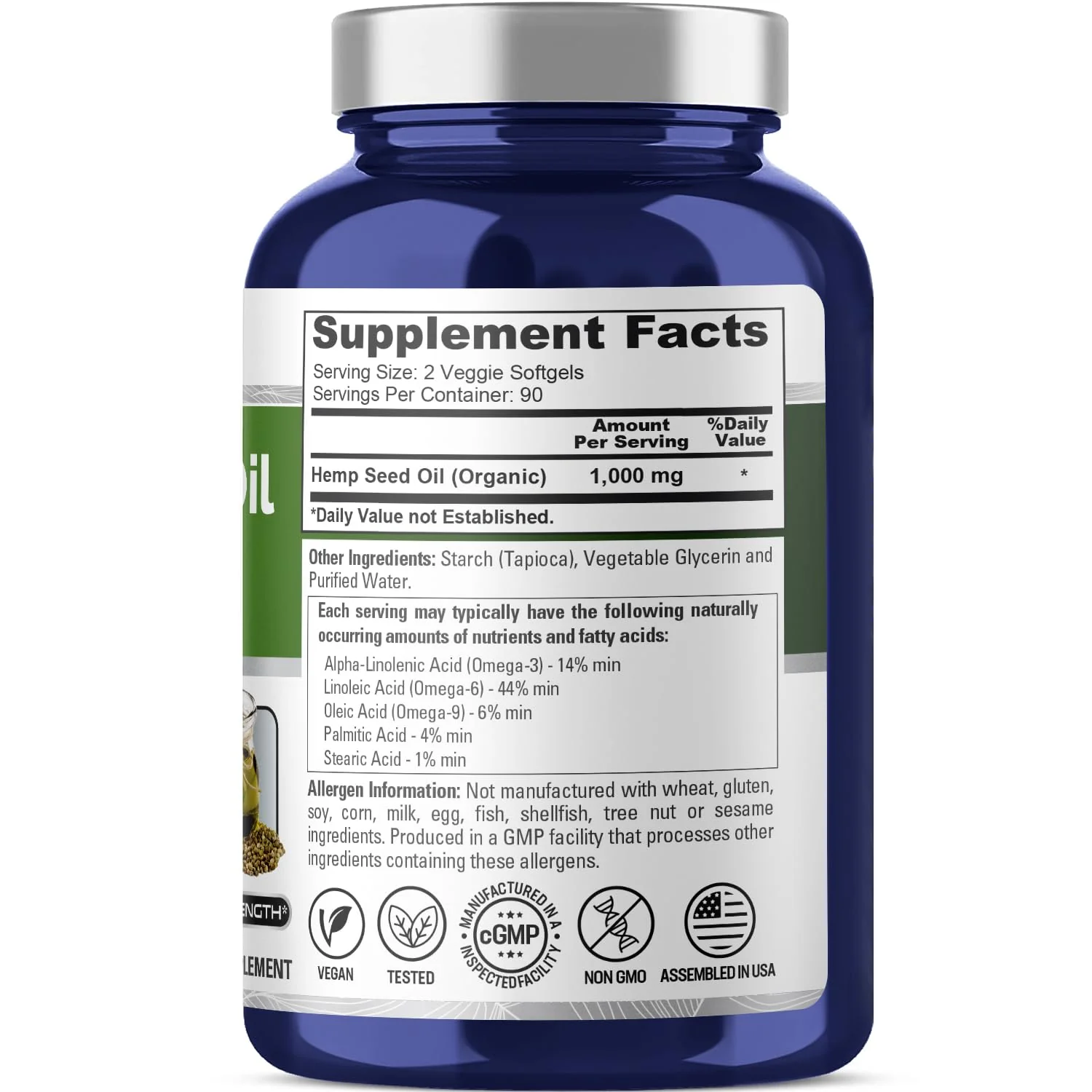 NusaPure Hemp Oil Capsules 1000mg per Serving – 180 Veggie Softgels, Non-GMO, Vegan (Pack of 2) - Image 3