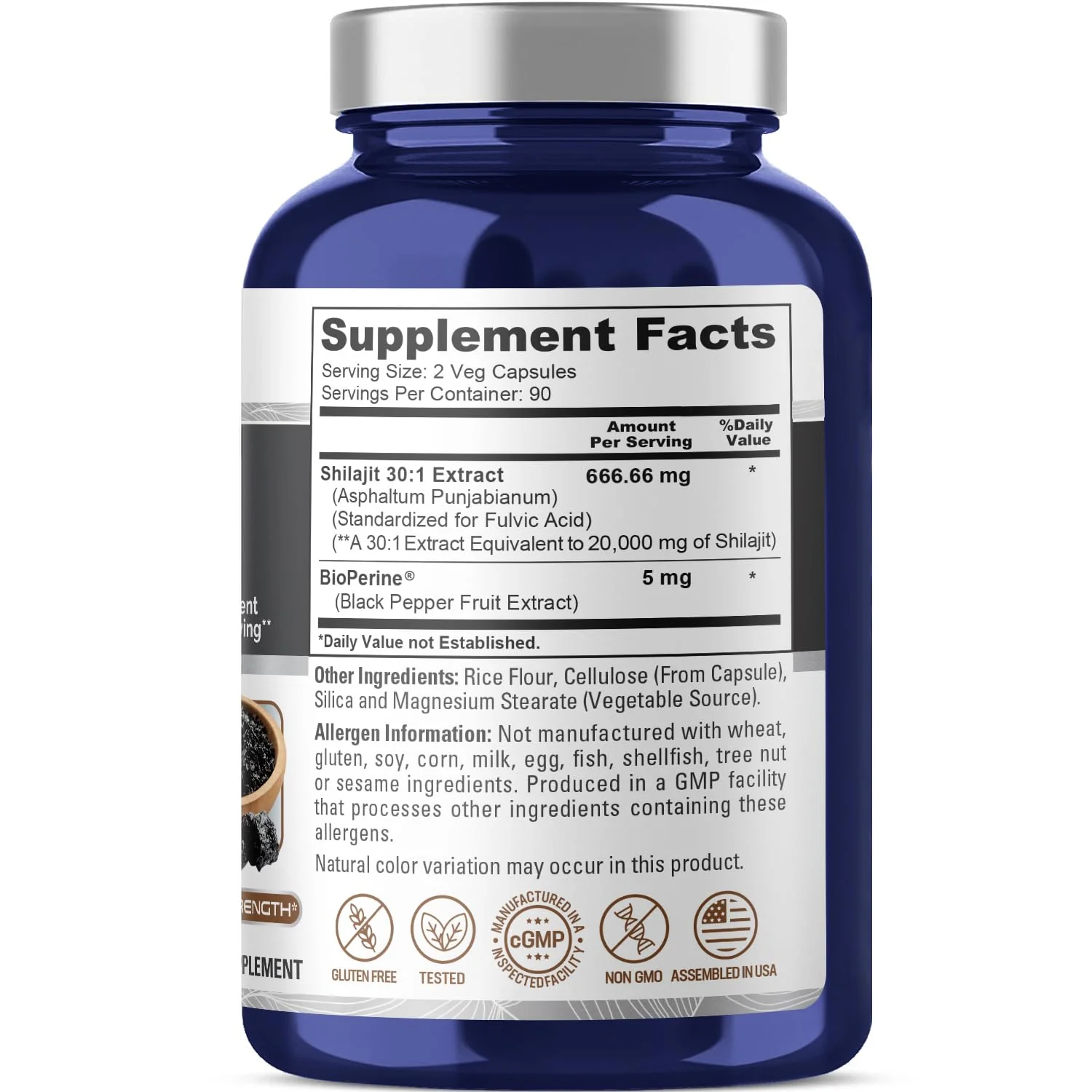 NusaPure Shilajit 20,000mg per Serving – 180 Veggie Caps – Pack of 2 | Non-GMO, Gluten Free, Bioperine - Image 2