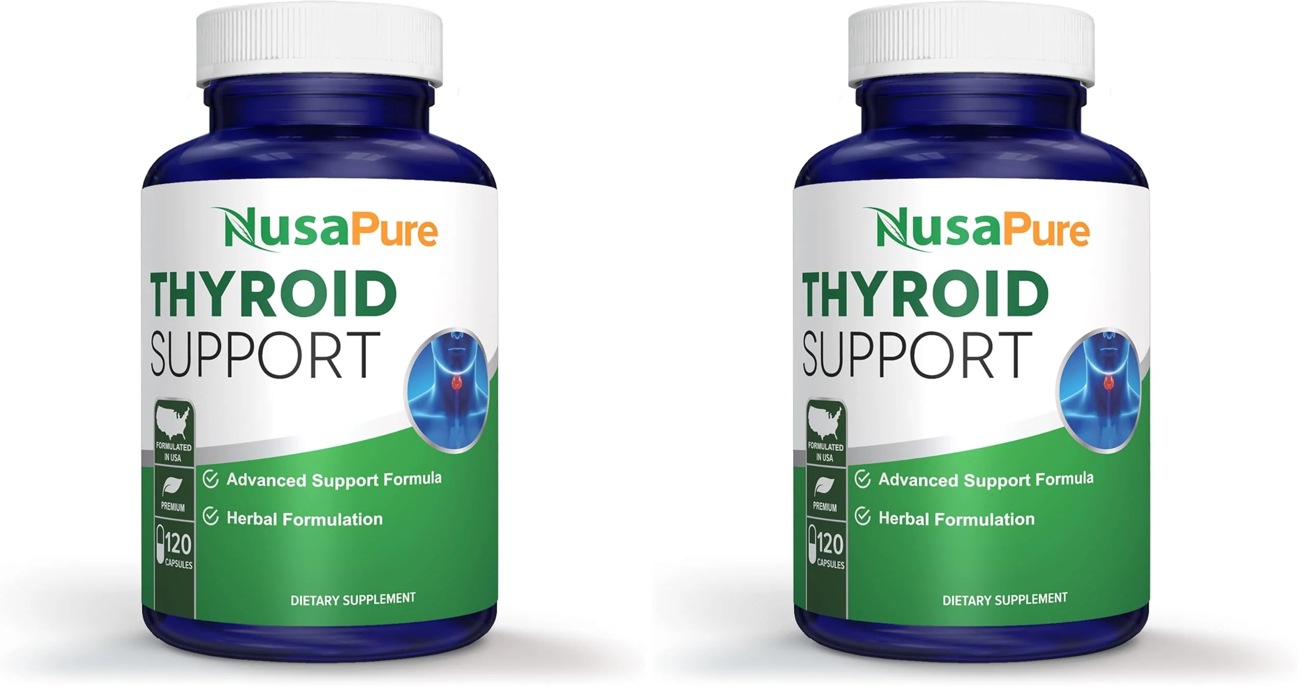 NusaPure Thyroid Support Supplement (Non-GMO) 120 Caps – Pack of 2