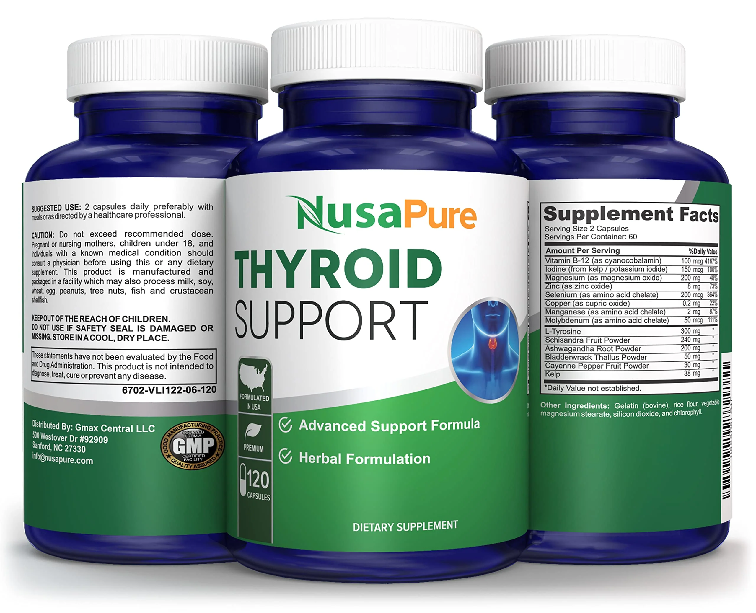 NusaPure Thyroid Support Supplement (Non-GMO) 120 Caps – Pack of 2 - Image 5