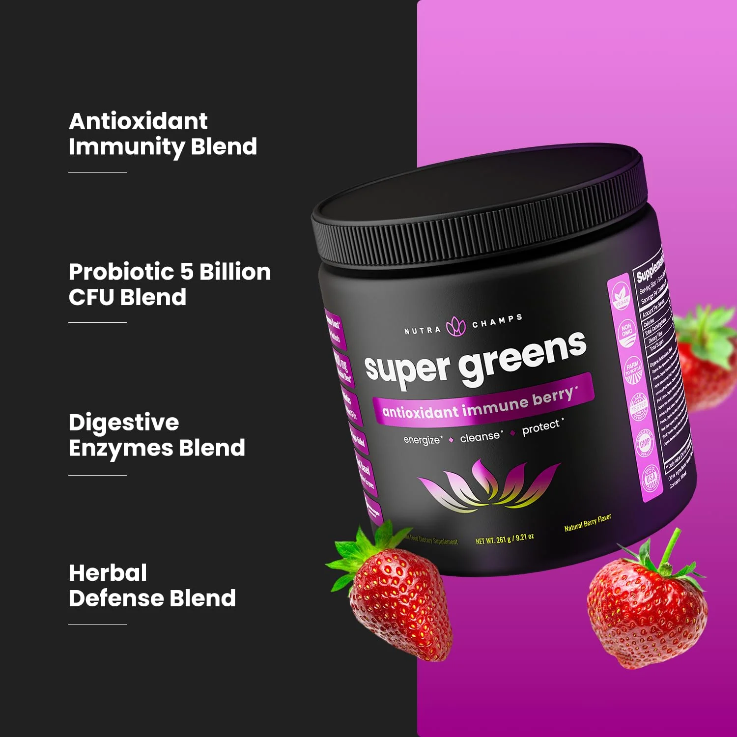 NutraChamps Super Greens Powder – Premium Organic Green Superfood - Image 2
