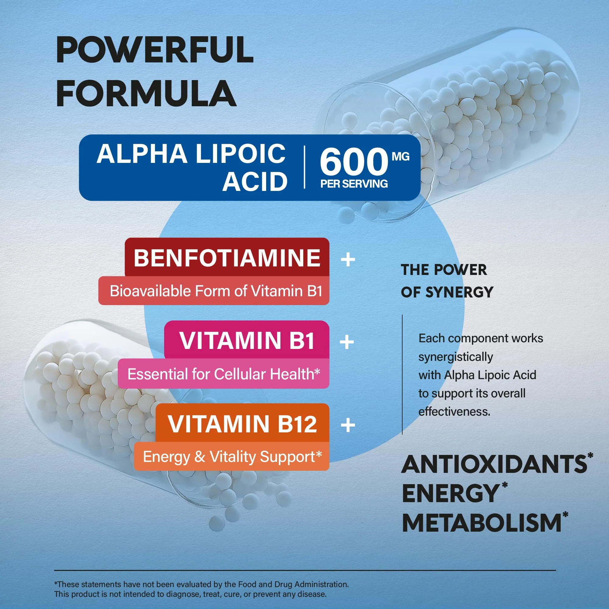 Nutraharmony Alpha Lipoic Acid 600mg – Extra Strength ALA with Benfotiamine, B1 & B12 (240 Veg Capsules) - Image 13