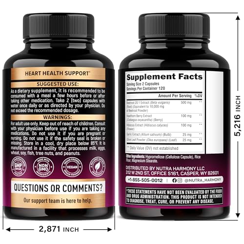 NutraHarmony Beet Root 5-in-1 Complex Capsules — Heart Health & Blood Pressure Support — 240 Capsules, Made in USA - Image 10