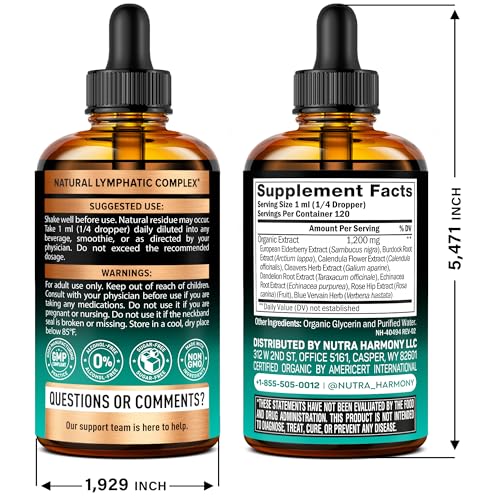 NutraHarmony USDA Organic Lymphatic Drainage Drops - Echinacea, Elderberry & Dandelion | Immune Support & Detox (4 fl oz) - Image 2