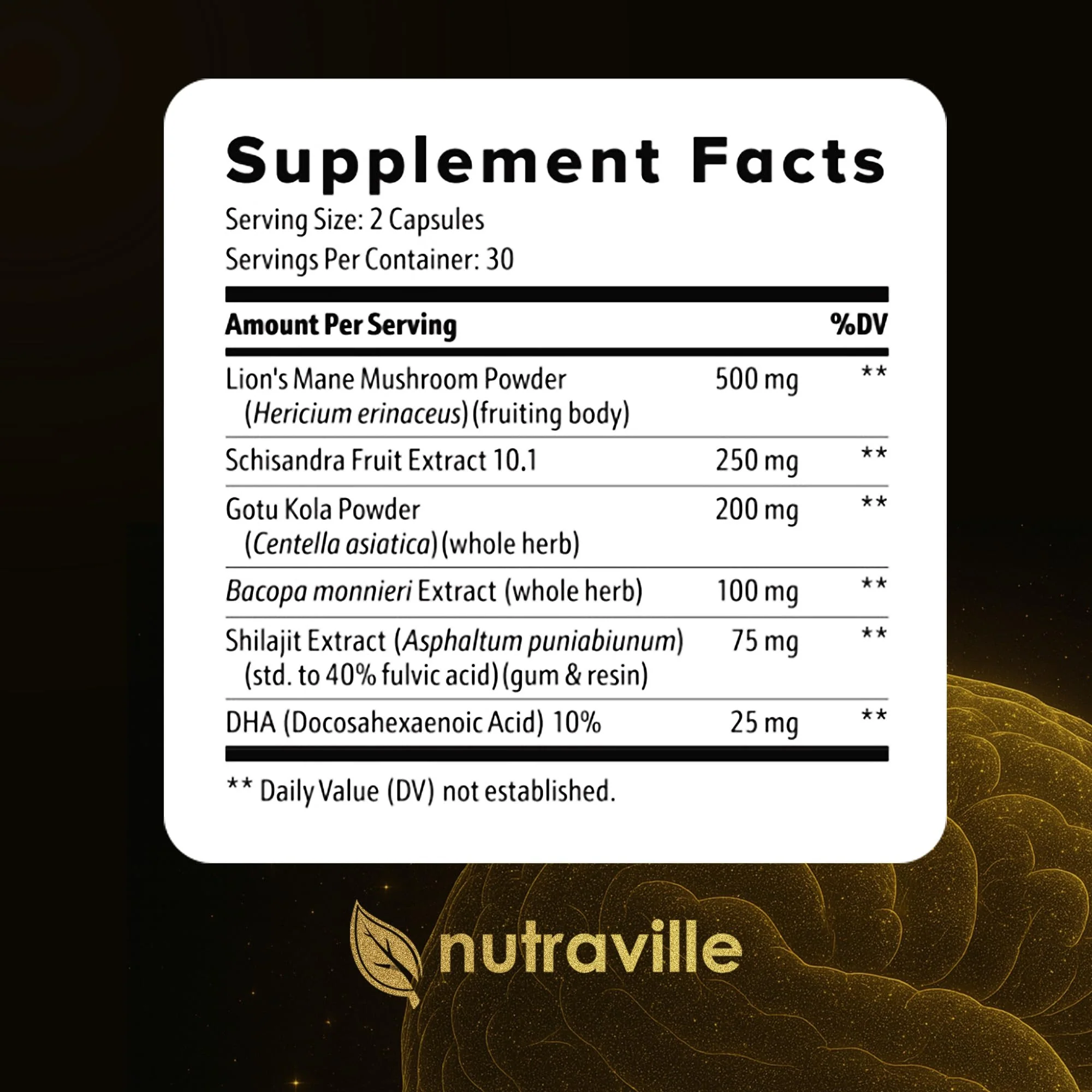 Nutraville CogniSurge Nootropics – Brain Support for Memory & Focus | Lion's Mane, Shilajit | Caffeine-Free – 3 Pack - Image 2