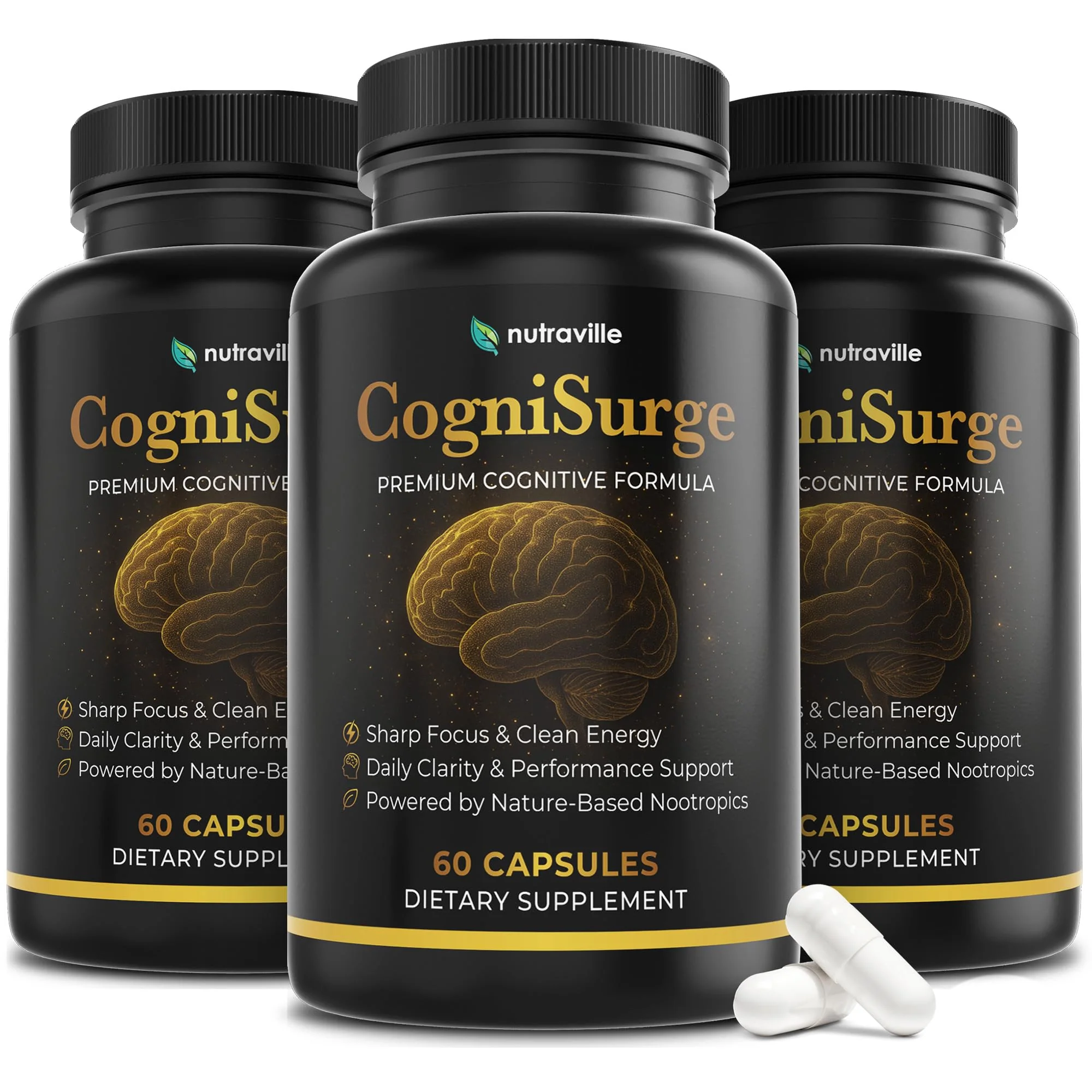 Nutraville CogniSurge Nootropics – Brain Support for Memory & Focus | Lion's Mane, Shilajit | Caffeine-Free – 3 Pack - Image 8