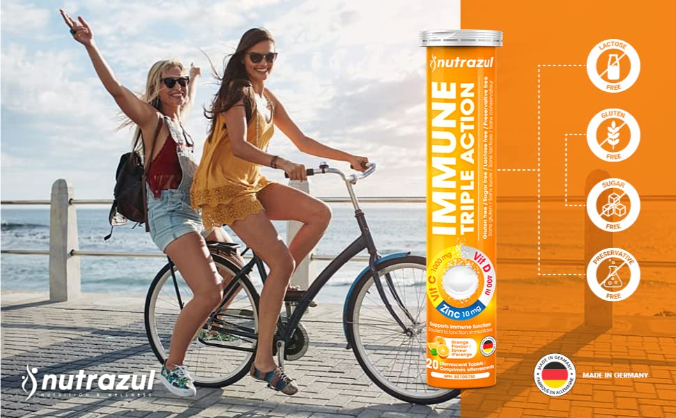Nutrazul Immune Triple Action Effervescent Tablets – Vitamin C 1000mg, Vitamin D 400IU, Zinc 10mg | Orange Flavor - Image 6