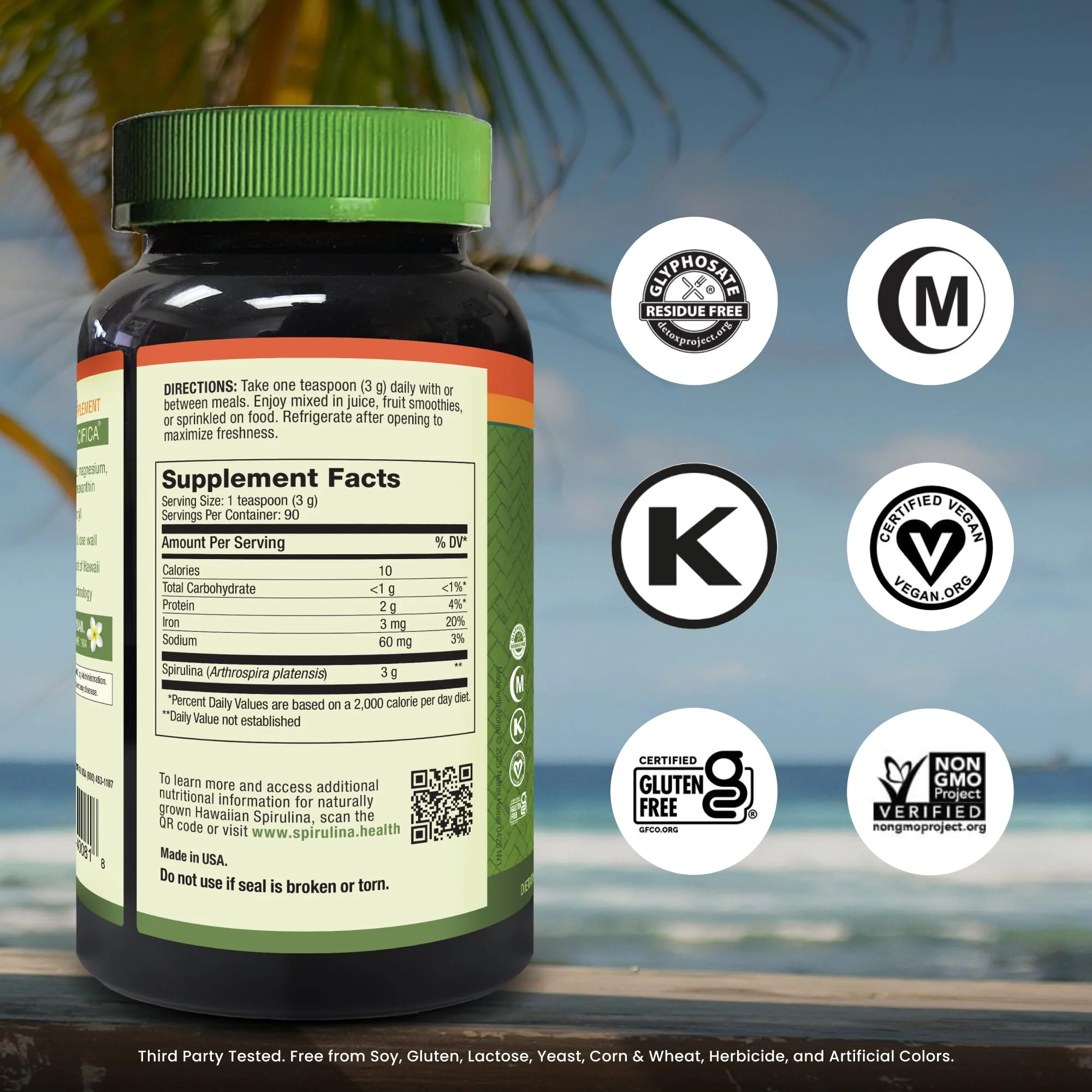 Nutrex Hawaii Pure Hawaiian Spirulina Powder – Nature’s Superfood, Non-GMO, Vegan – Immune, Heart, Cellular Health & Energy Support, 9.53 oz - Image 2
