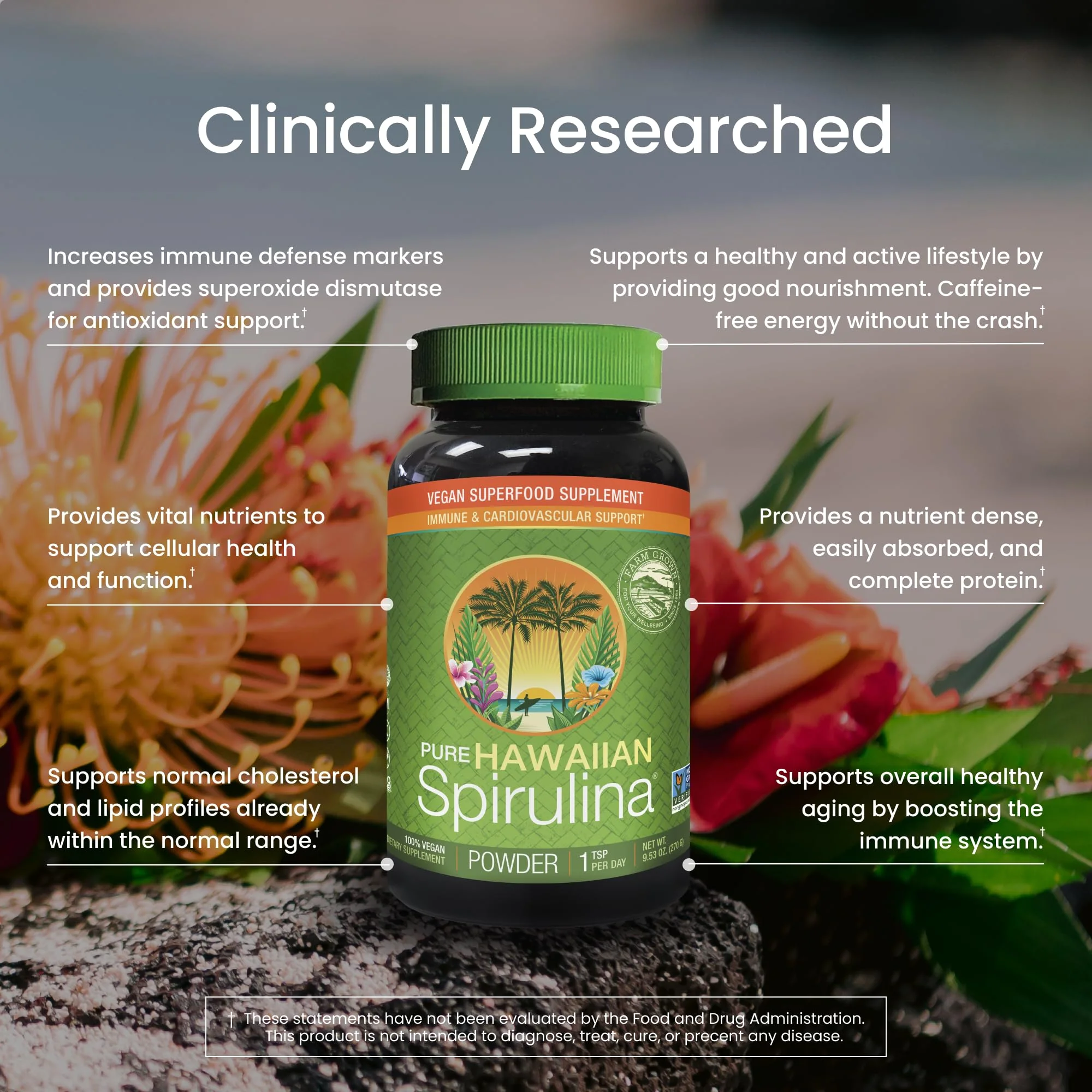 Nutrex Hawaii Pure Hawaiian Spirulina Powder – Nature’s Superfood, Non-GMO, Vegan – Immune, Heart, Cellular Health & Energy Support, 9.53 oz - Image 4
