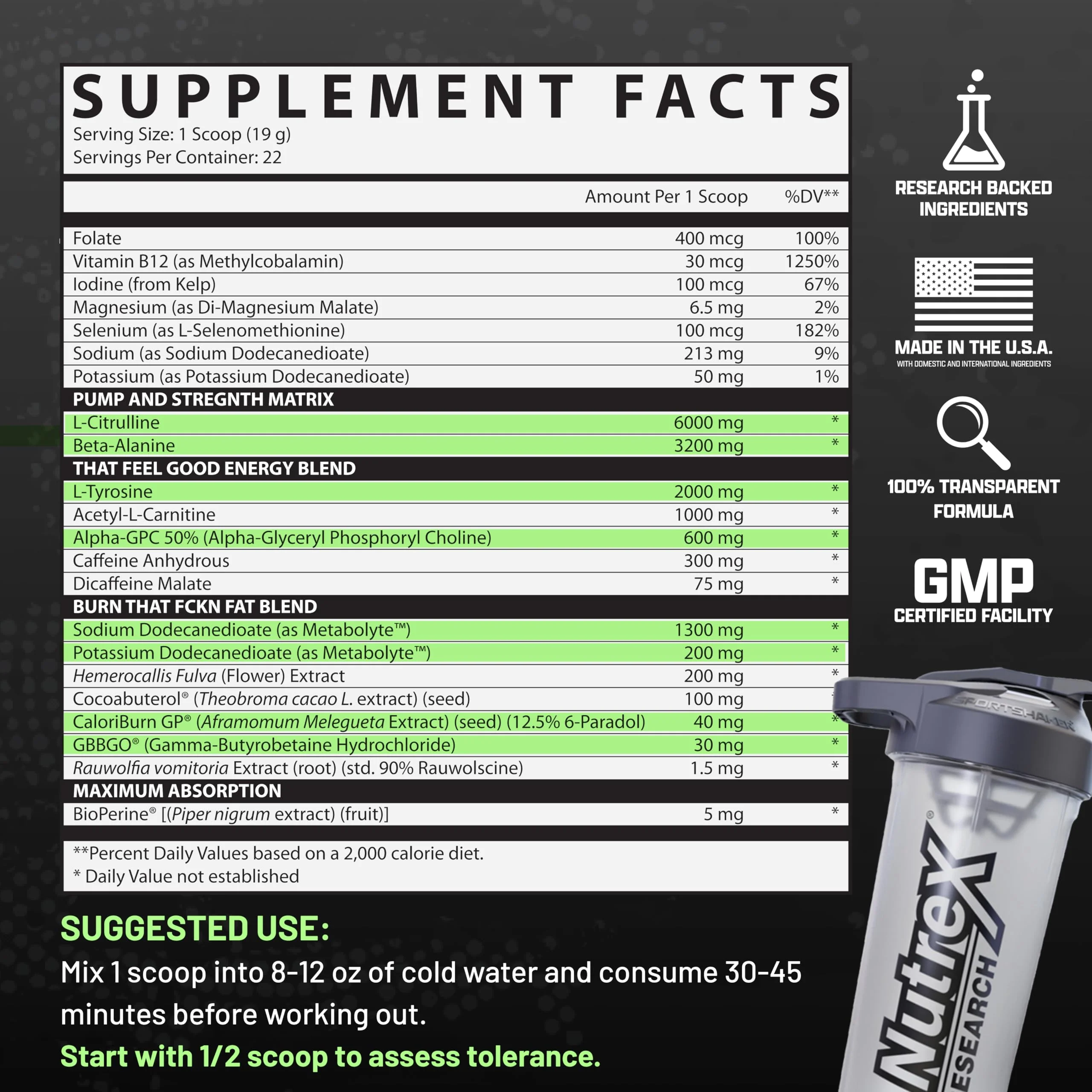 Nutrex Outlift Burn Pre-Workout Maui Twist – 22 Servings | Metabolyte, L-Citrulline & Caffeine - Image 5