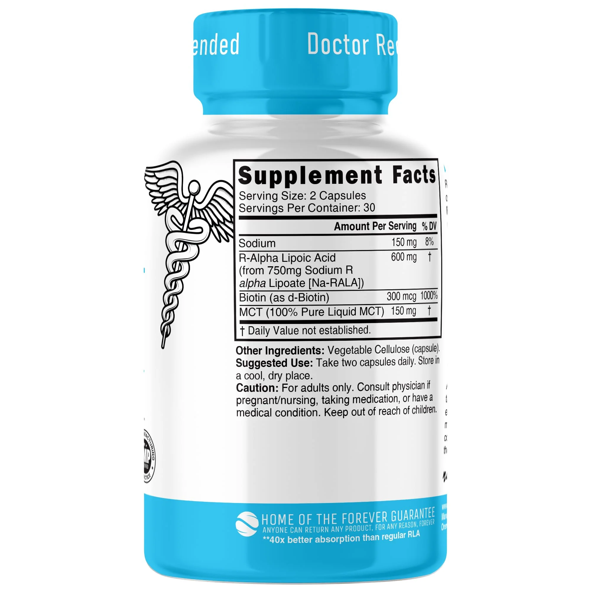 Nutri R Alpha Lipoic Acid 600mg Capsules - R-Lipoic Acid with Biotin | 60 Vegan Capsules | RALA - Image 2