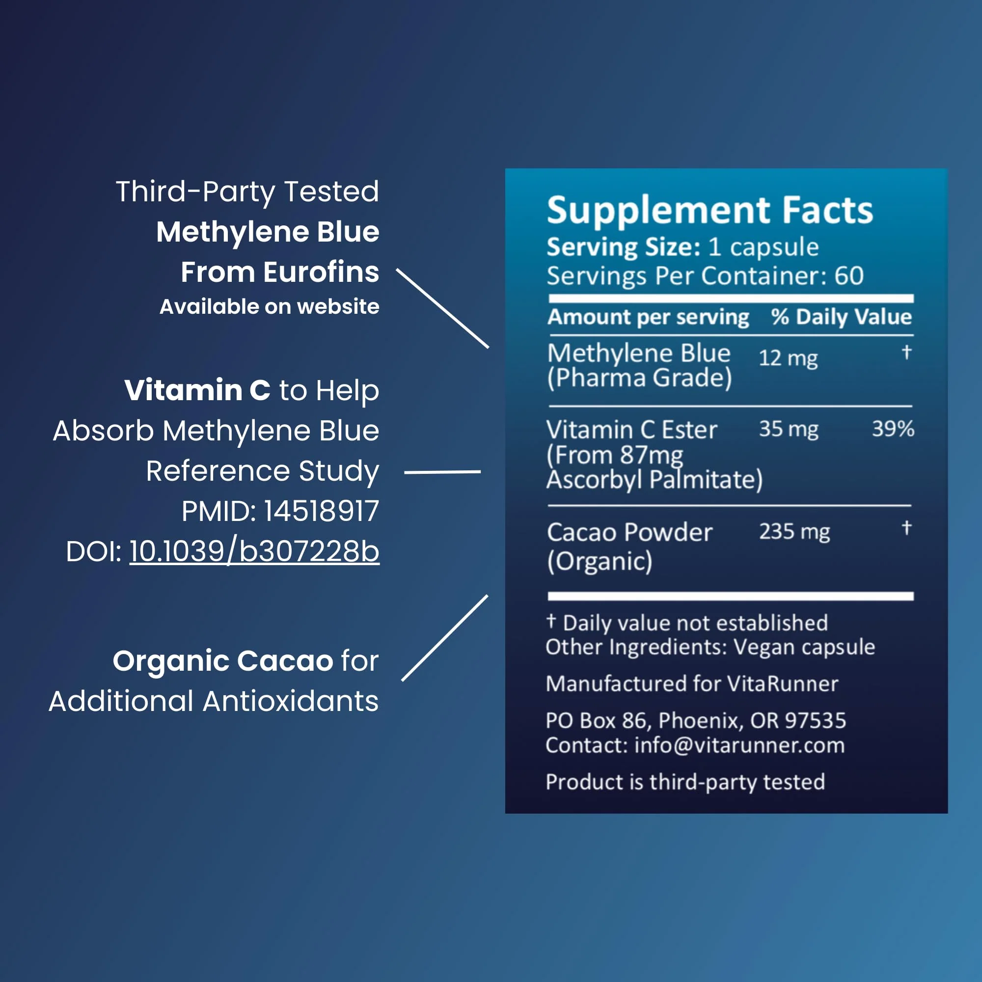 Nutricel Methylene Blue Capsules 12 mg | 60ct | Vitamin C Ester | Made in USA - Image 10