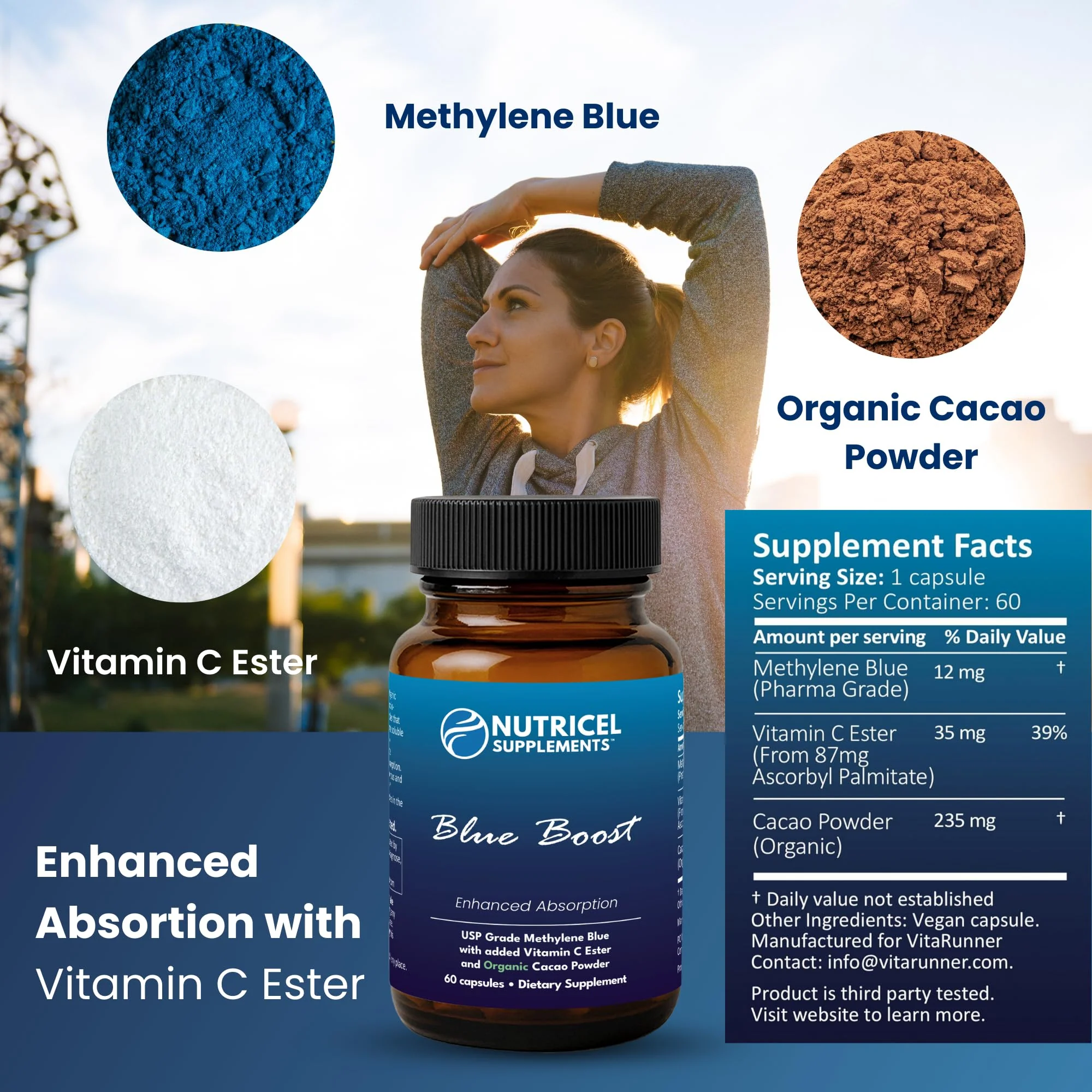 Nutricel Methylene Blue Capsules 12 mg | 60ct | Vitamin C Ester | Made in USA - Image 8