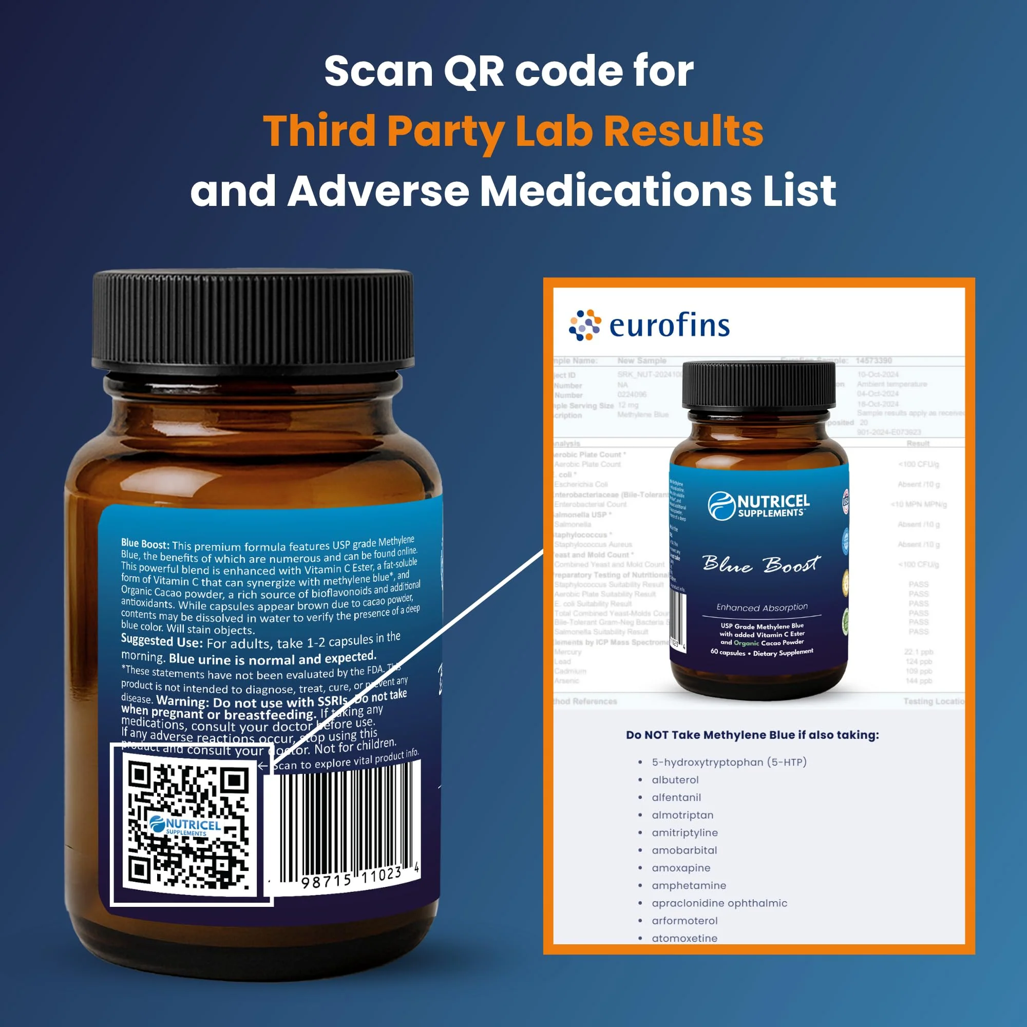 Nutricel Methylene Blue Capsules 12 mg | 60ct | Vitamin C Ester | Made in USA - Image 9