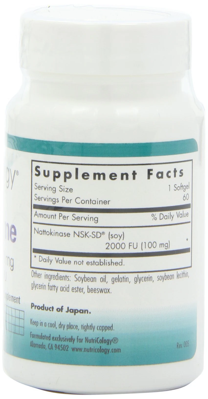 Nutricology NattoZyme NSK-SD 2000 FU Nattokinase - 60 Veg Softgels - Image 3