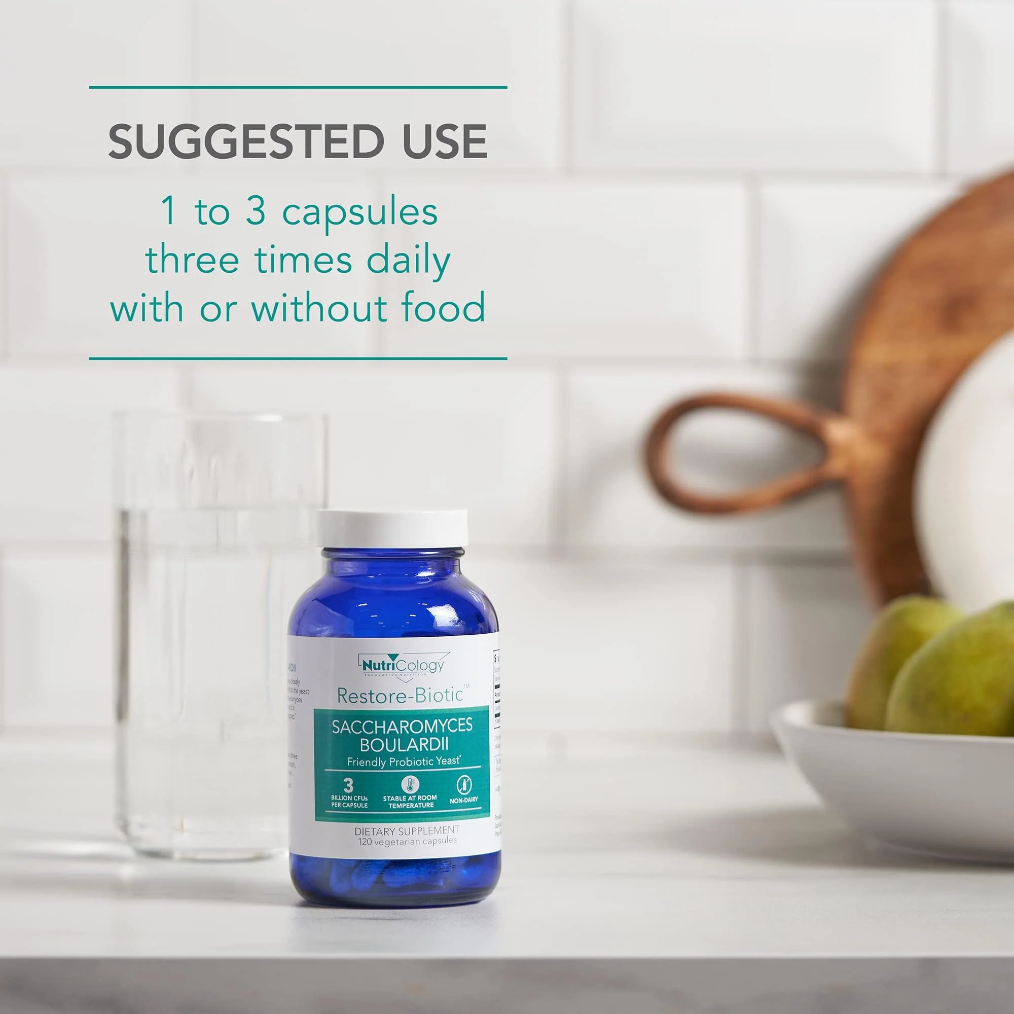 Nutricology Restore-Biotic Saccharomyces boulardii GI Probiotic 120 Veg Capsules - Image 4