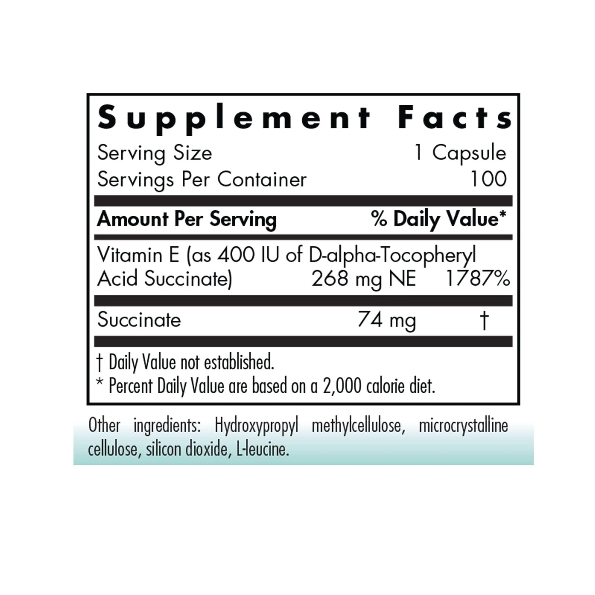 Nutricology Vitamin E Succinate Supplement – 400 IU D-Alpha-Tocopheryl, Vegetarian Capsules, 100 Count - Image 2