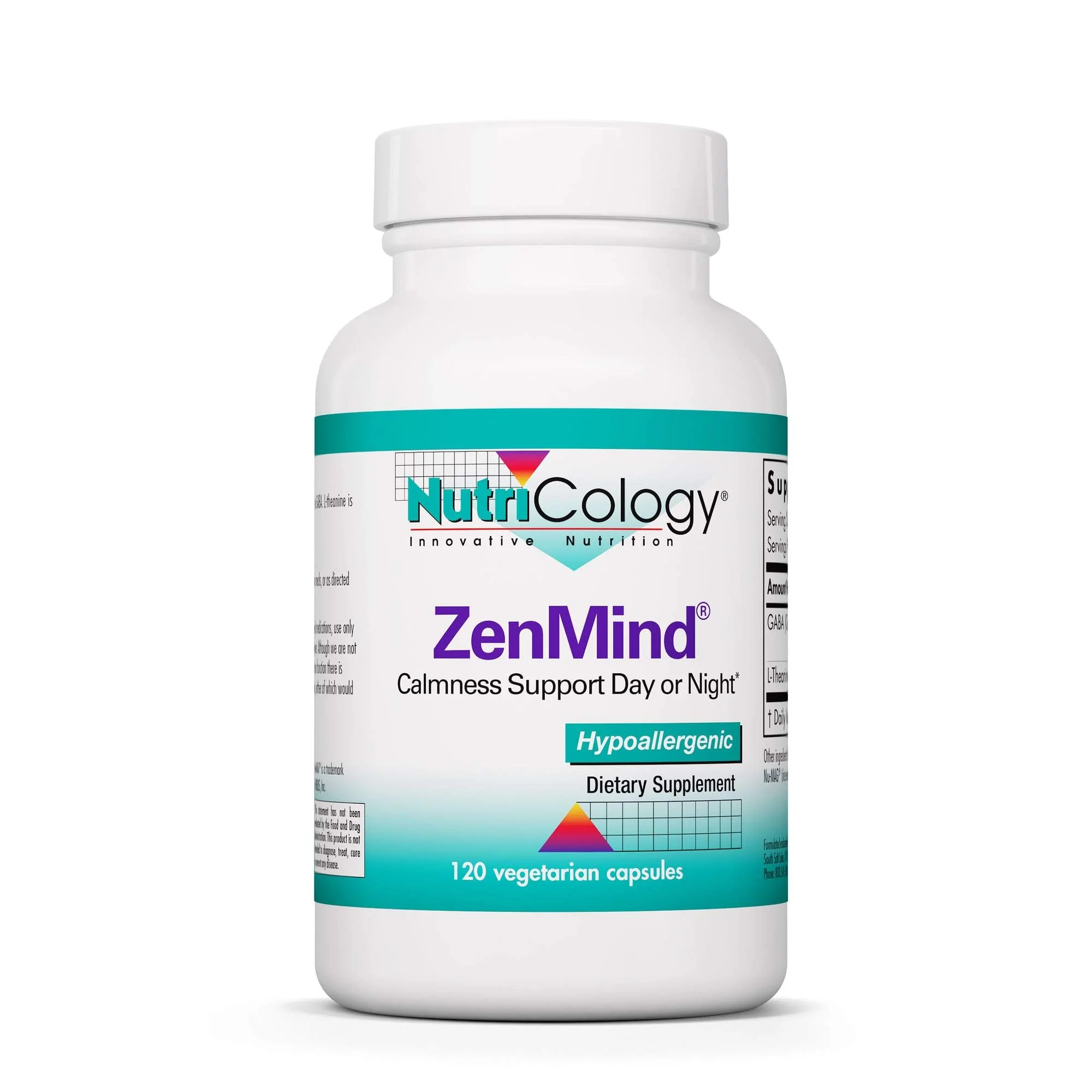 Nutricology ZenMind Supplement - Calmness Support, GABA & L-Theanine, Hypoallergenic, Vegetarian Capsules - 120 Count - Image 8