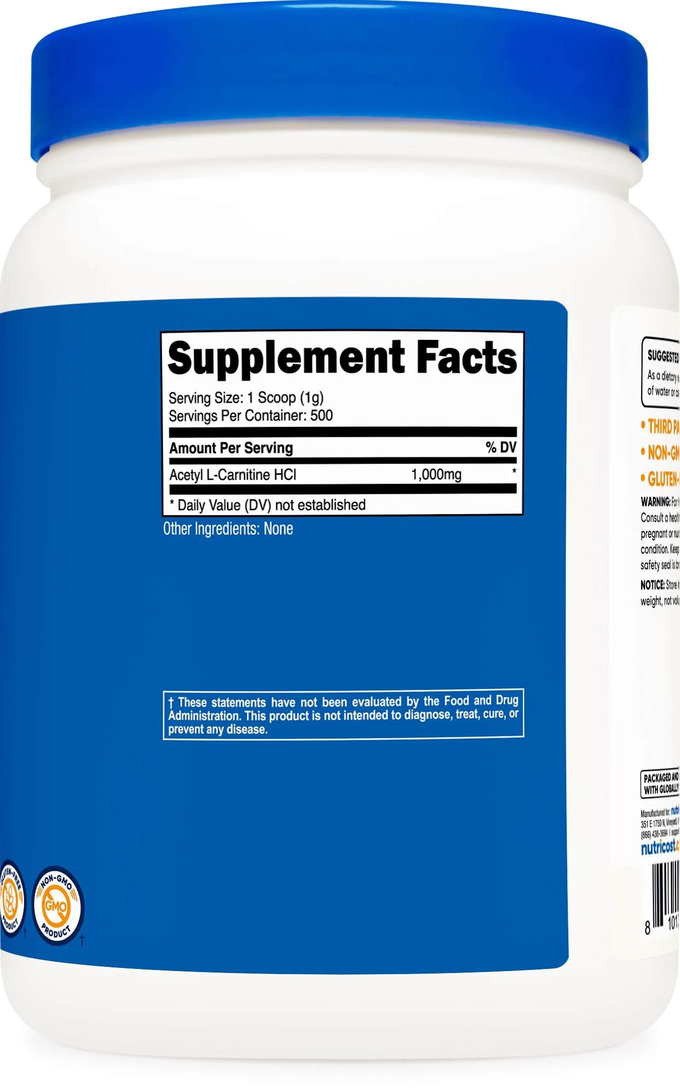 Nutricost Acetyl L-Carnitine (ALCAR) Powder 1000mg, 500g - Image 11