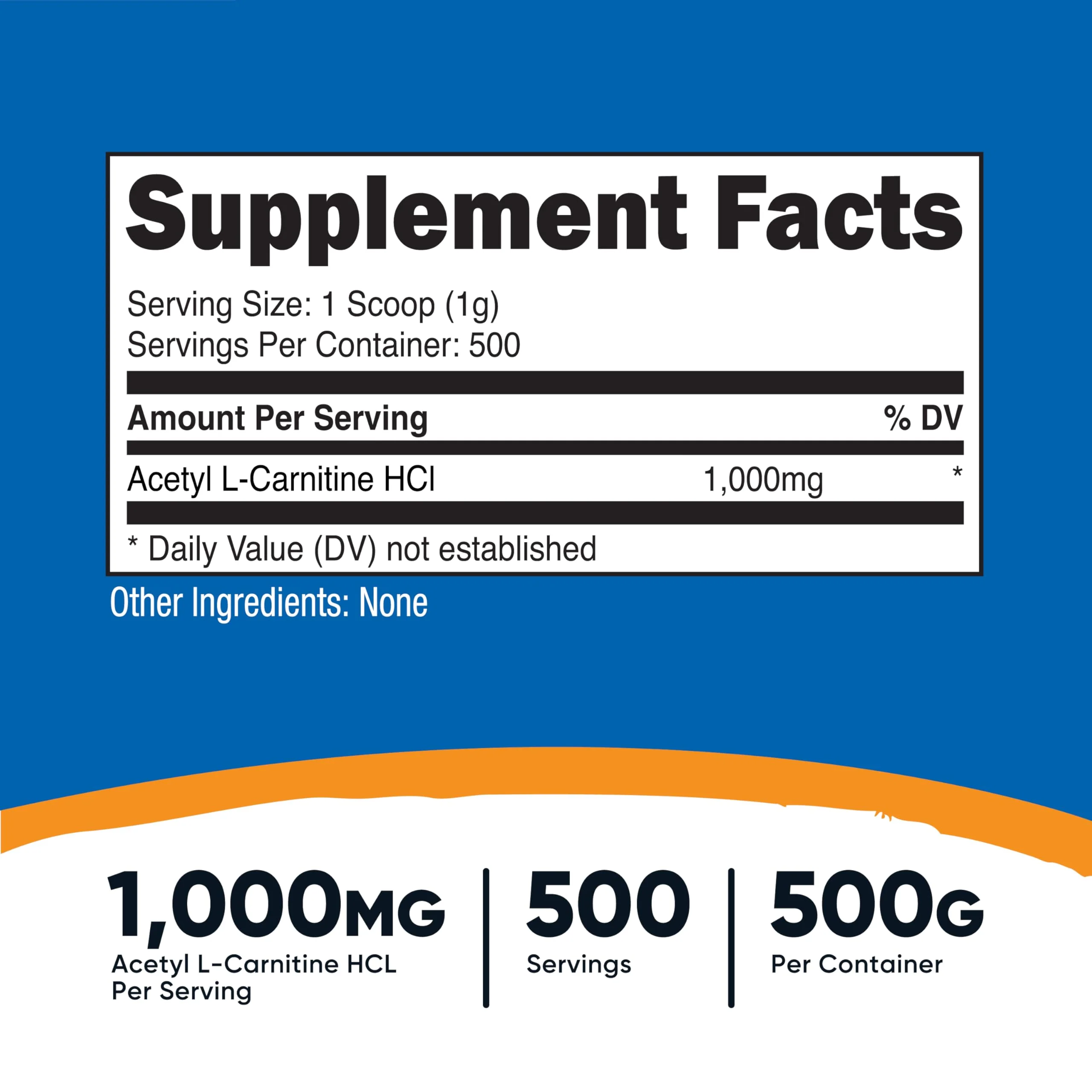 Nutricost Acetyl L-Carnitine (ALCAR) Powder 1000mg, 500g - Image 2