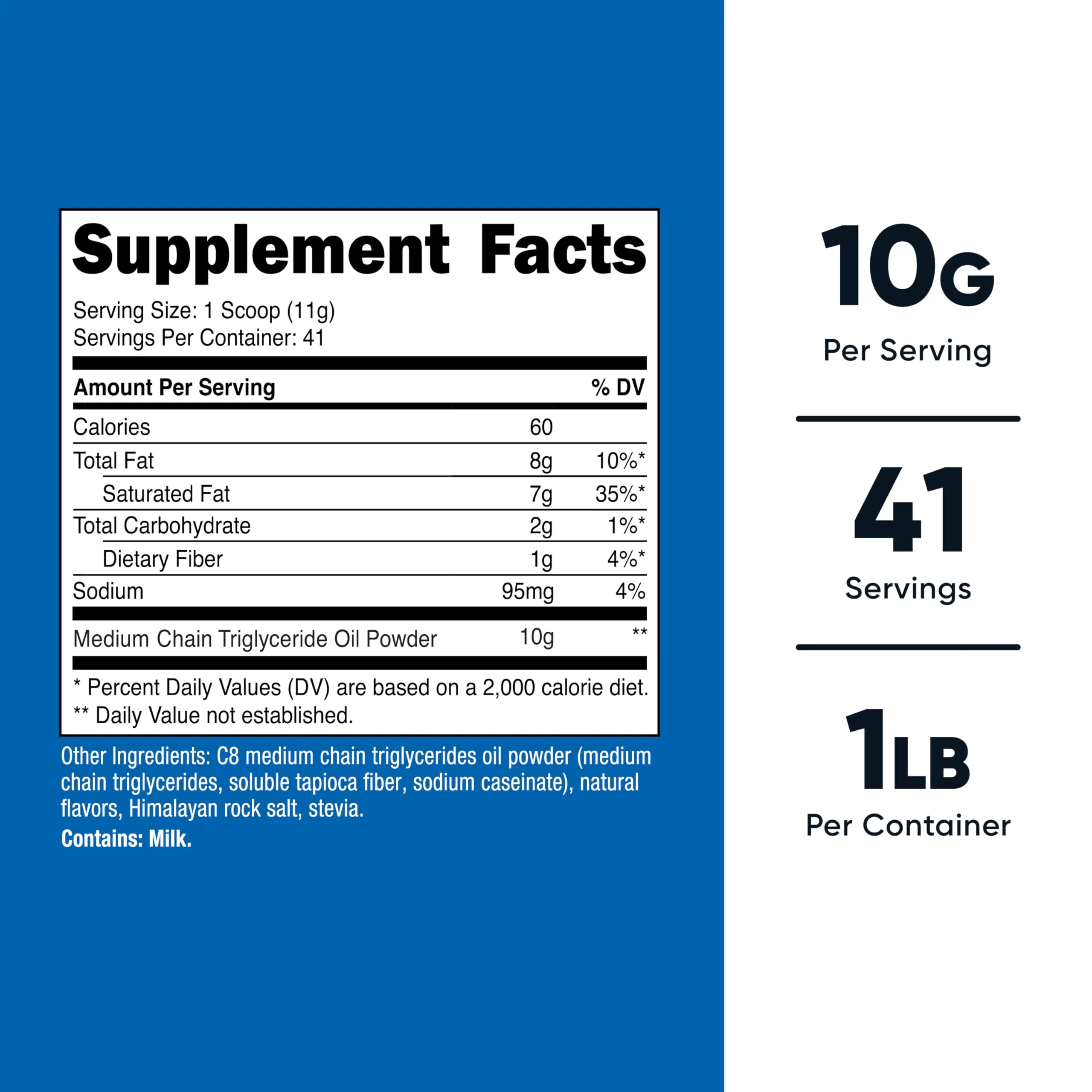 Nutricost C8 MCT Oil Powder 95% C8 – Vanilla (1LB) | Keto, Non-GMO, Gluten Free - Image 2