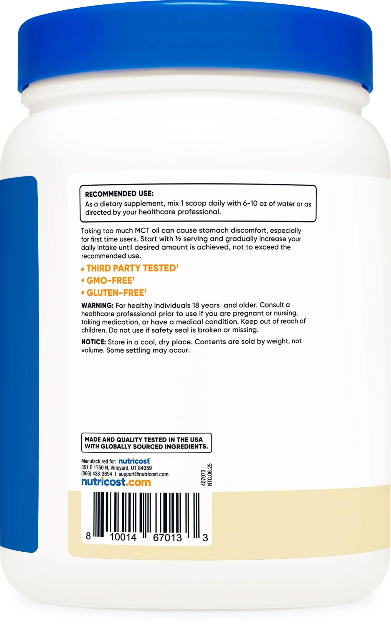Nutricost C8 MCT Oil Powder 95% C8 – Vanilla (1LB) | Keto, Non-GMO, Gluten Free - Image 4