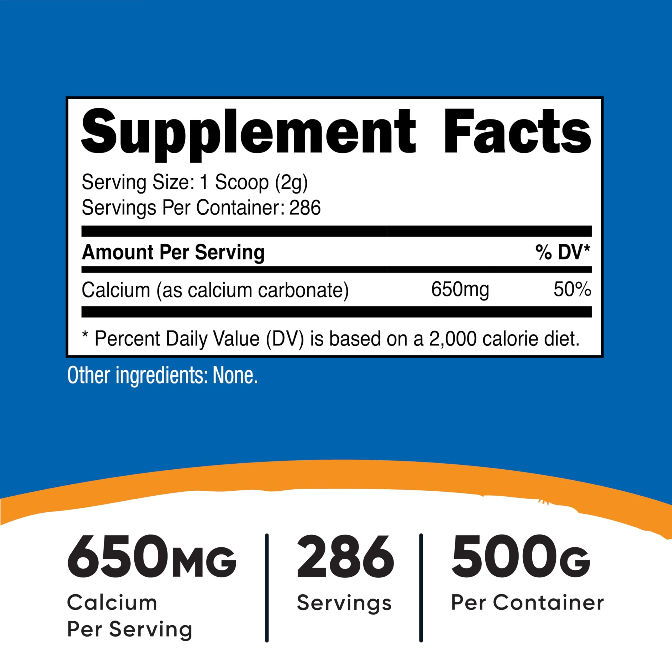 Nutricost Calcium Carbonate Powder 500 Grams (Pack of 2) – 650mg Calcium per Serving - Image 2