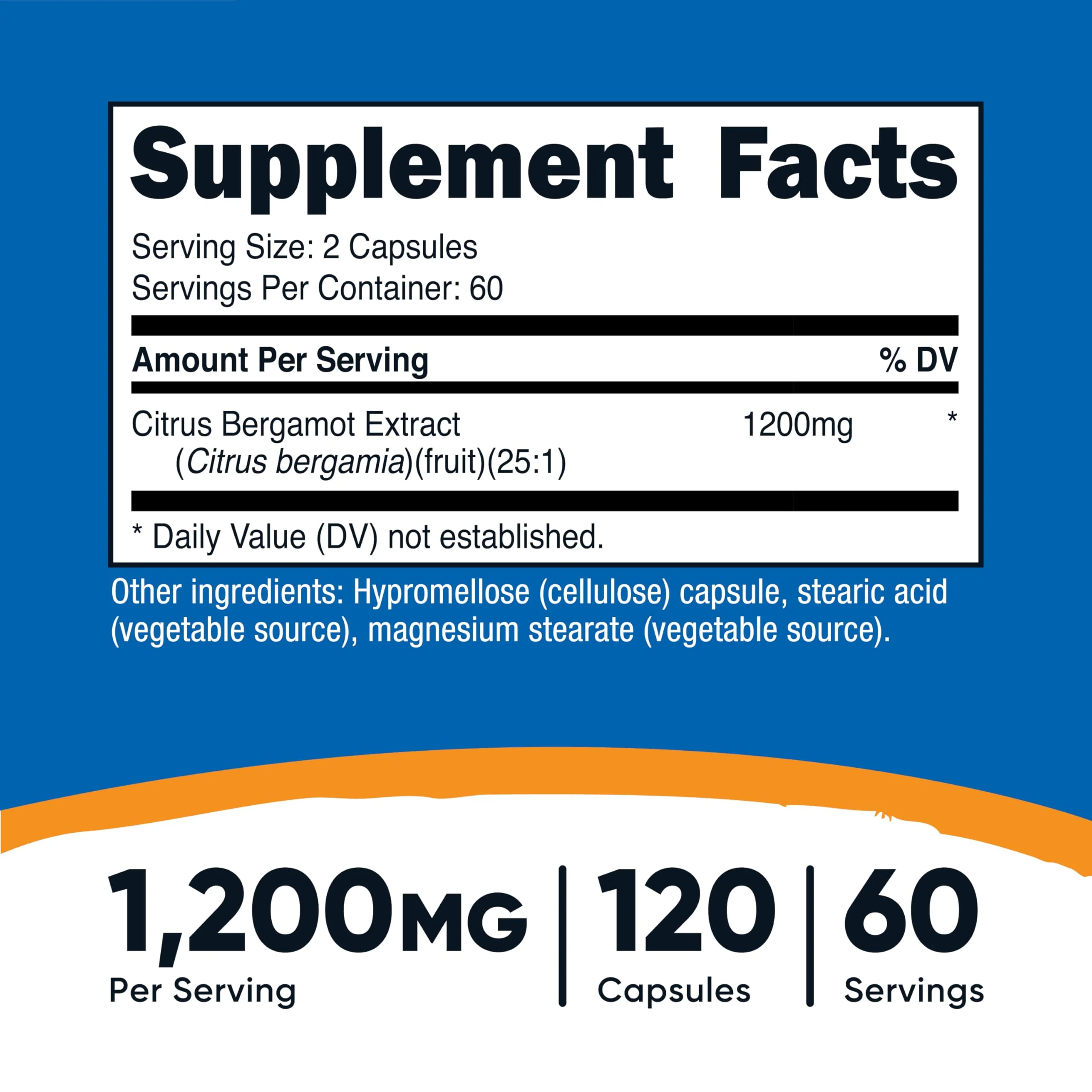 Nutricost Citrus Bergamot Capsules 1,200 mg – 25:1 Extract, 60 Servings (Pack of 2) - Image 2