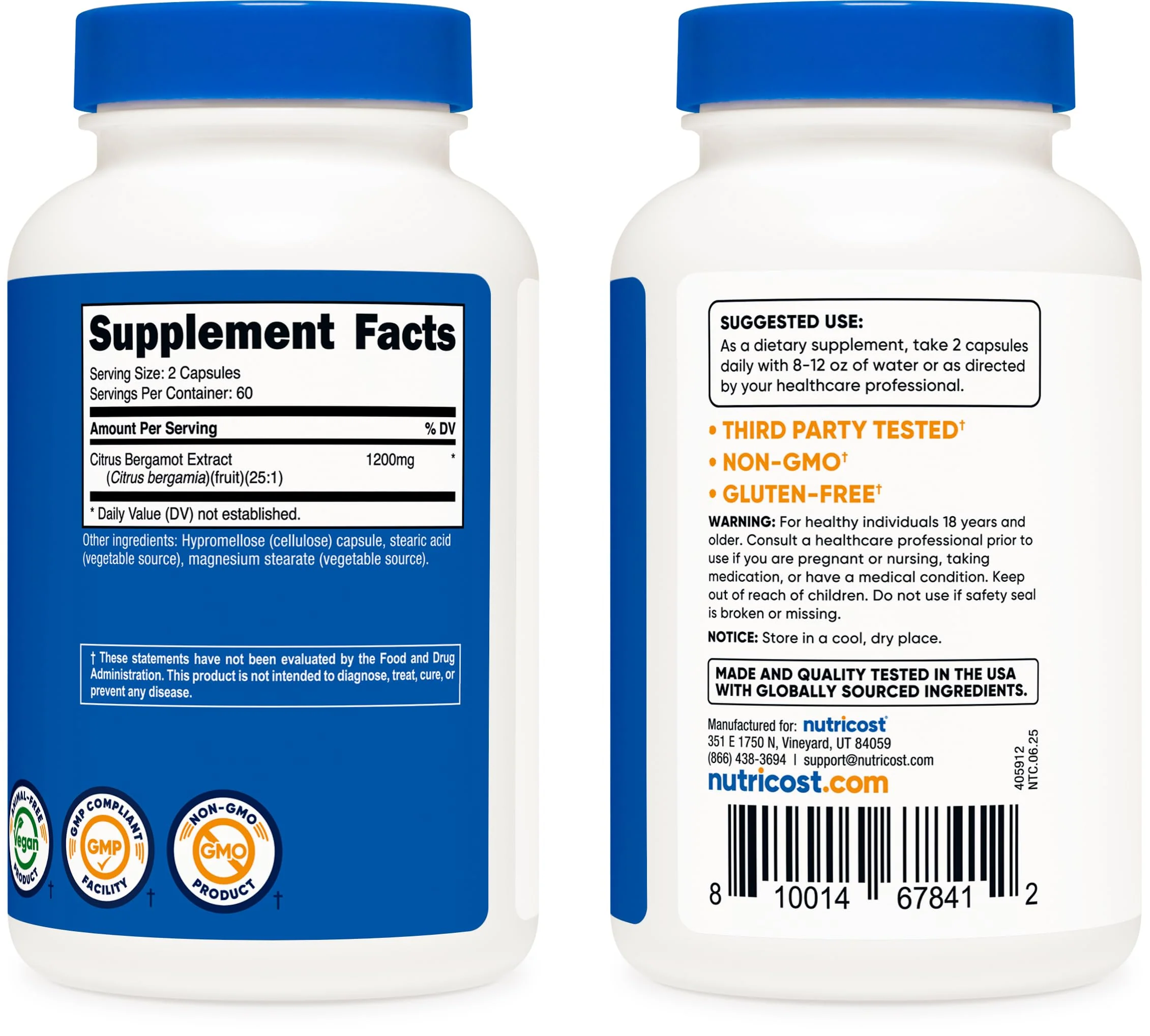 Nutricost Citrus Bergamot Capsules 1,200 mg – 25:1 Extract, 60 Servings (Pack of 2) - Image 4