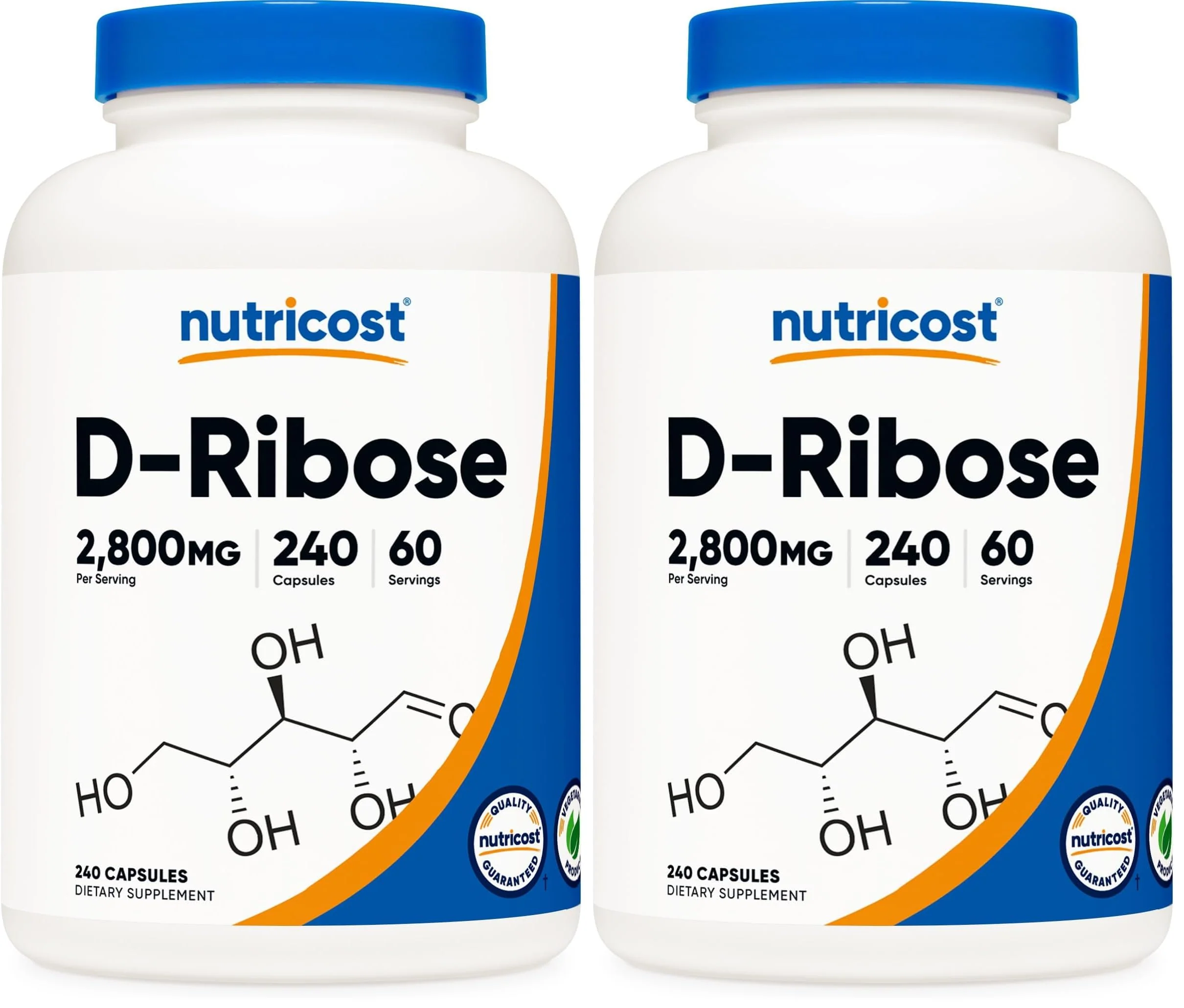 Nutricost D-Ribose 700mg (2800mg per Serving) – 240 Capsules x 2 Pack – Vegetarian, Non-GMO, Gluten Free - Image 6