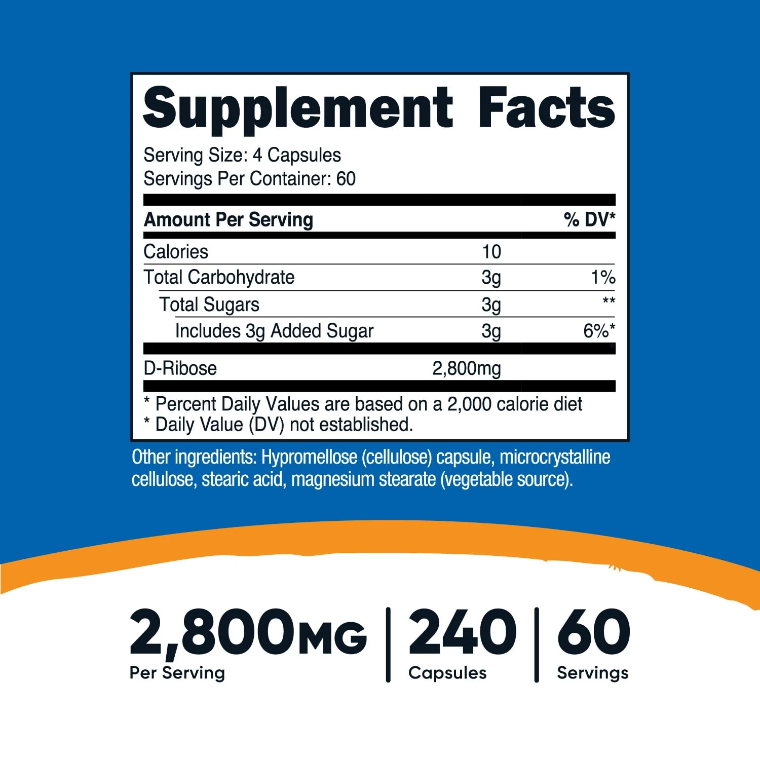 Nutricost D-Ribose 700mg (2800mg per Serving) – 240 Capsules x 2 Pack – Vegetarian, Non-GMO, Gluten Free - Image 7