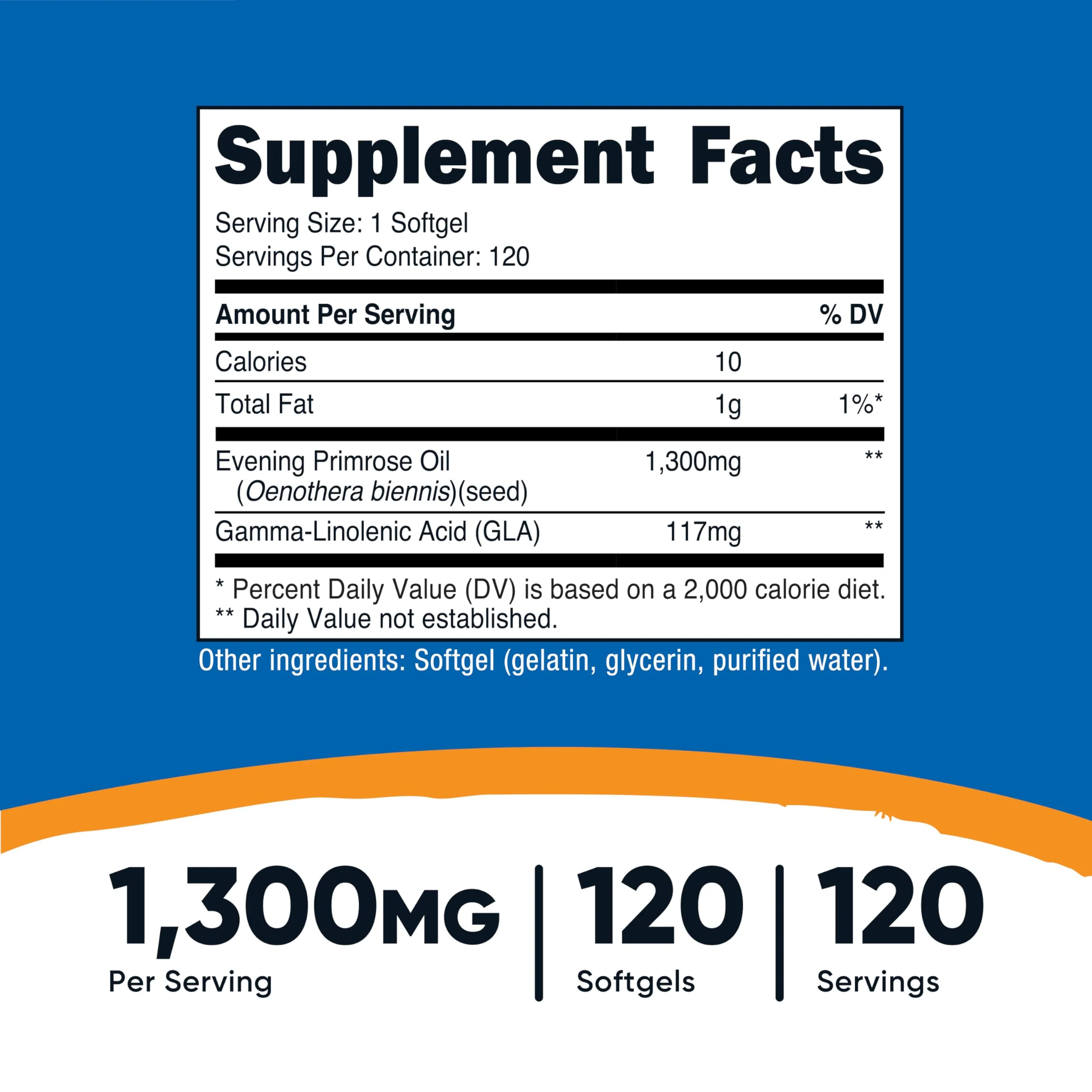 Nutricost Evening Primrose Oil 1300mg - 120 Softgels (Pack of 2) | Non-GMO, Gluten Free - Image 2
