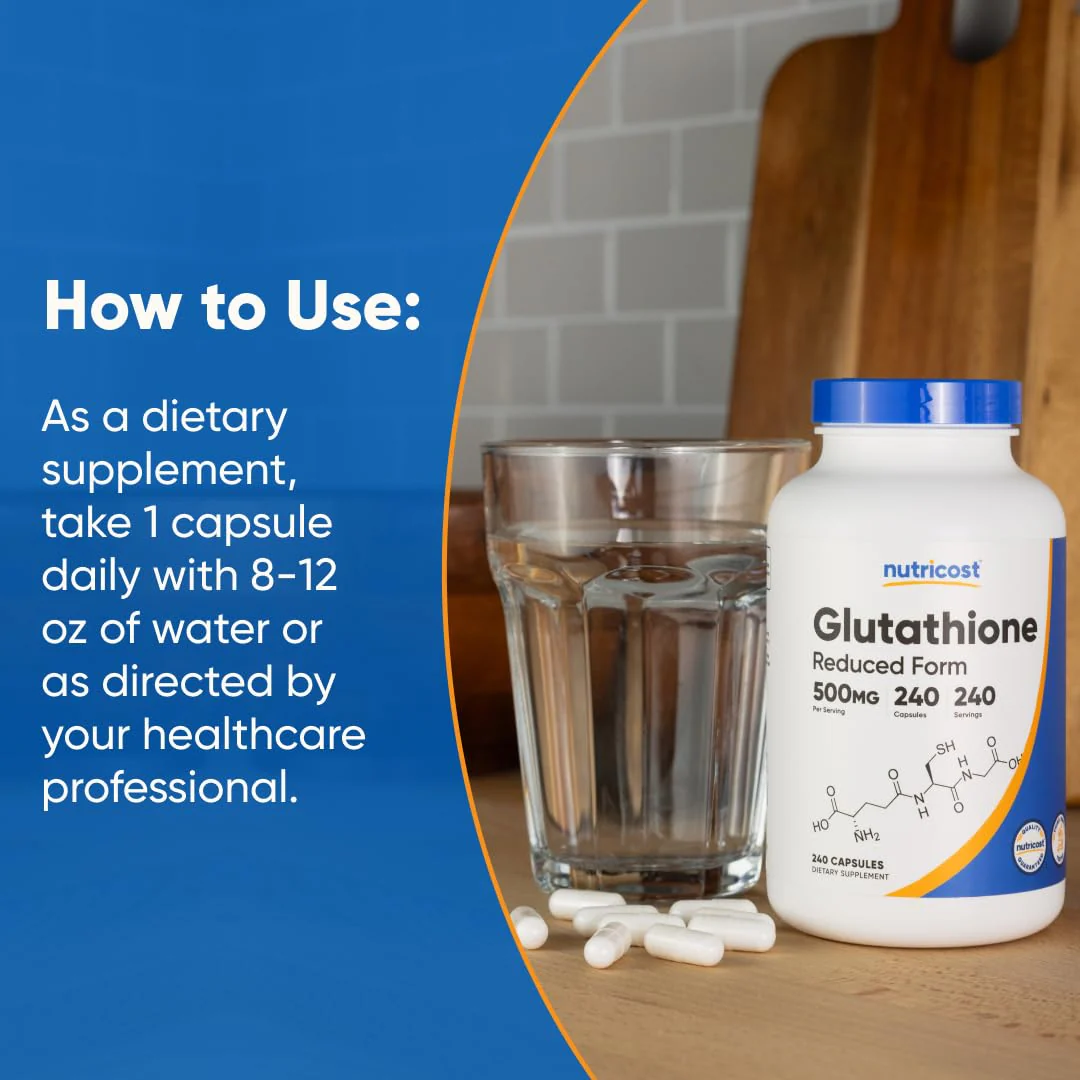 Nutricost Glutathione Capsules 500mg – 240 Count | Gluten Free & Non-GMO - Image 16