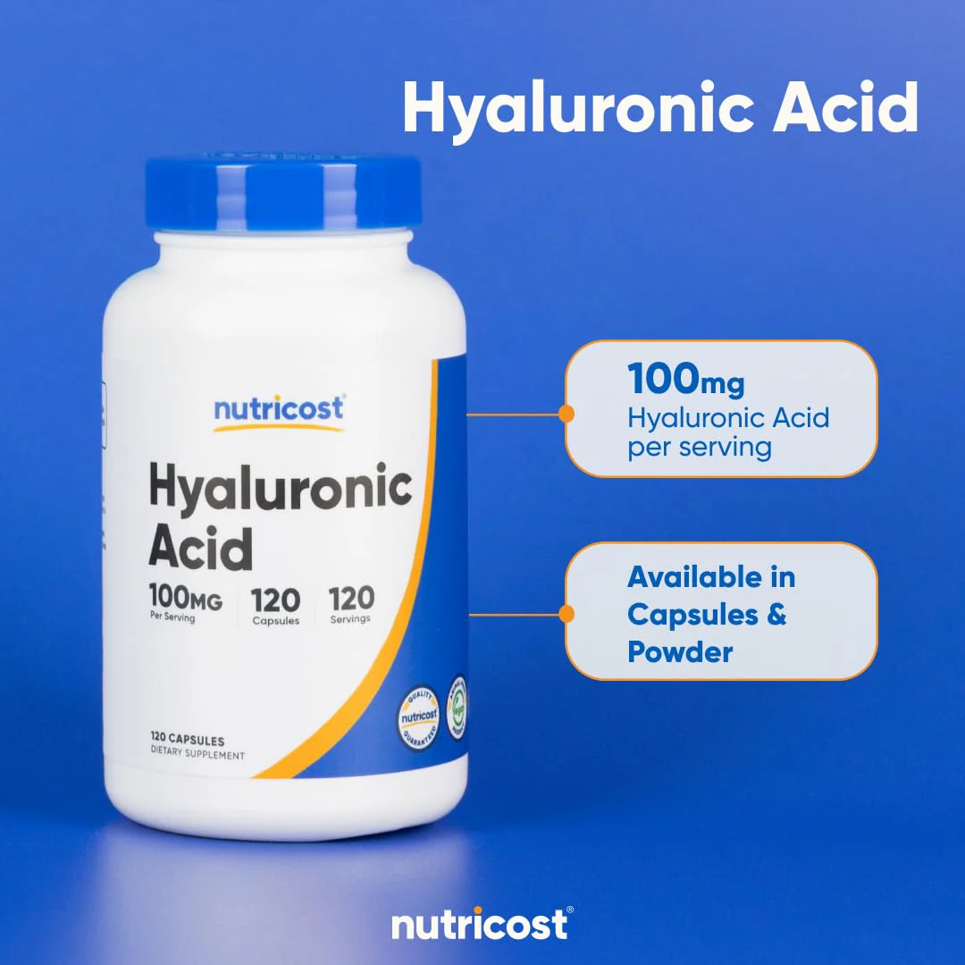 Nutricost Hyaluronic Acid 100mg Capsules – 120 Vegetarian Capsules per Bottle, Gluten Free & Non-GMO (2-pack) - Image 6