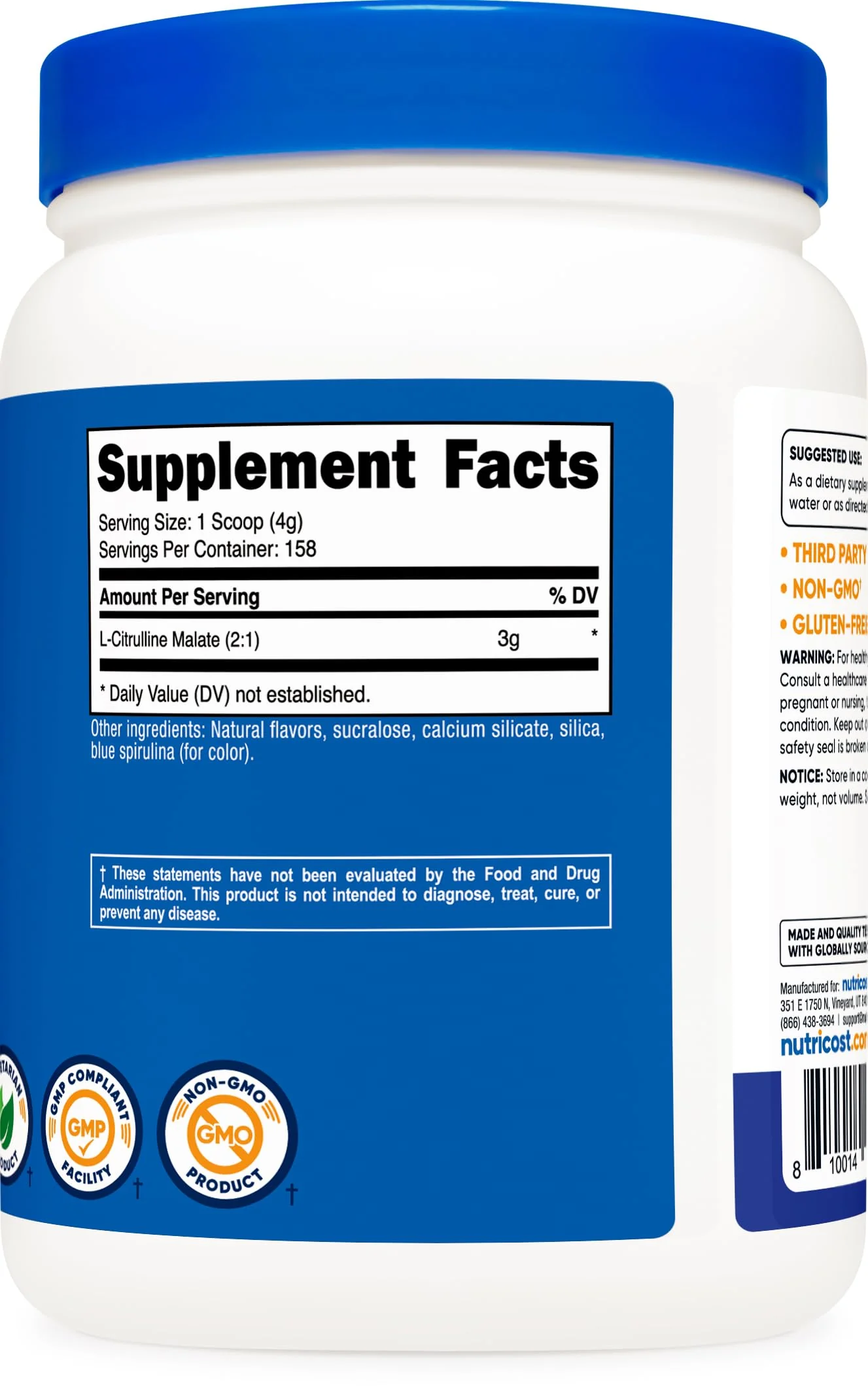 Nutricost L-Citrulline Malate 2:1 (600g) Blue Raspberry – 3g per Serving, 171 Servings | 30-Day Guarantee - Image 5
