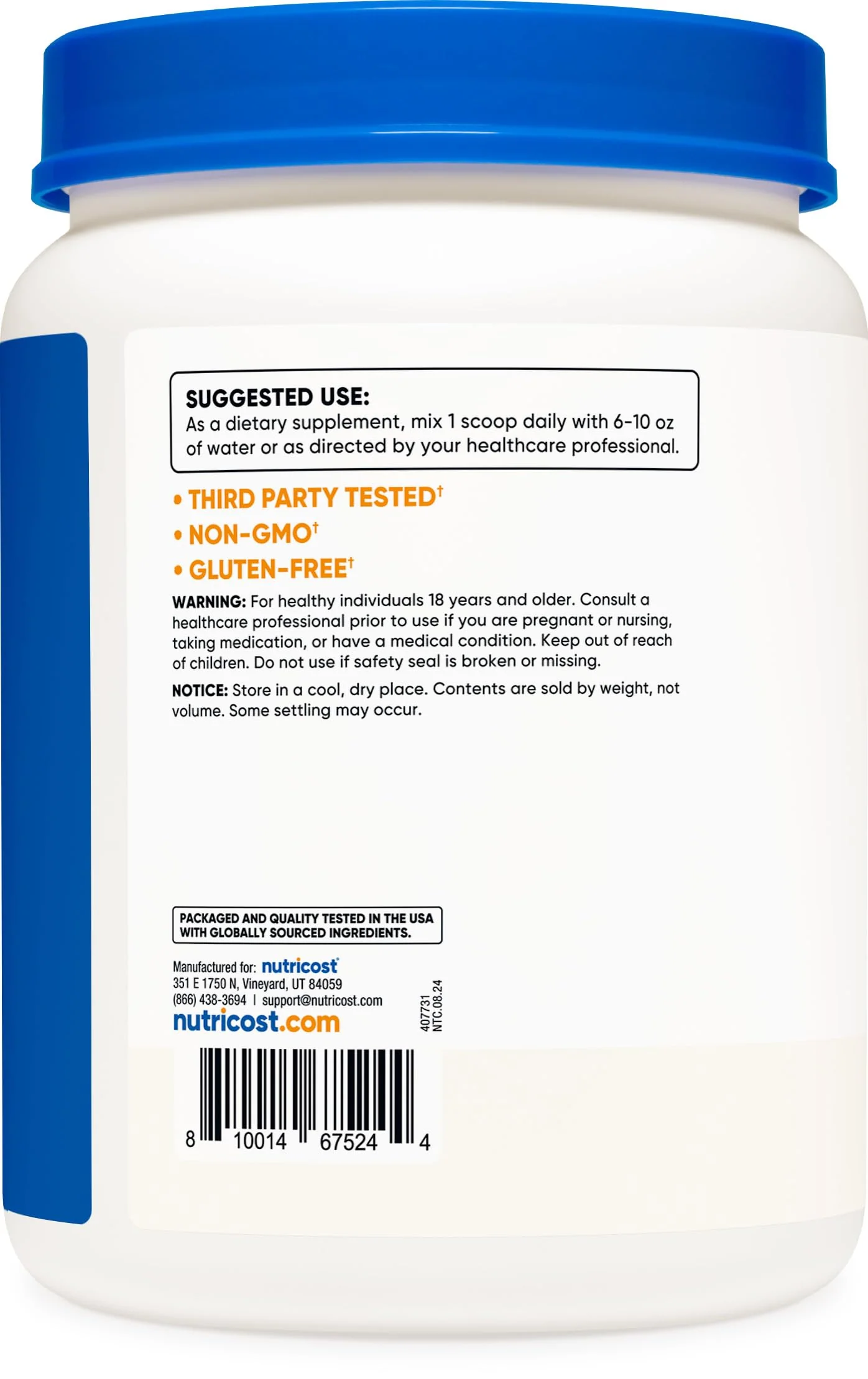 Nutricost L-Glutamine Powder 1 KG - Unflavored, Non-GMO, Gluten Free - Image 4