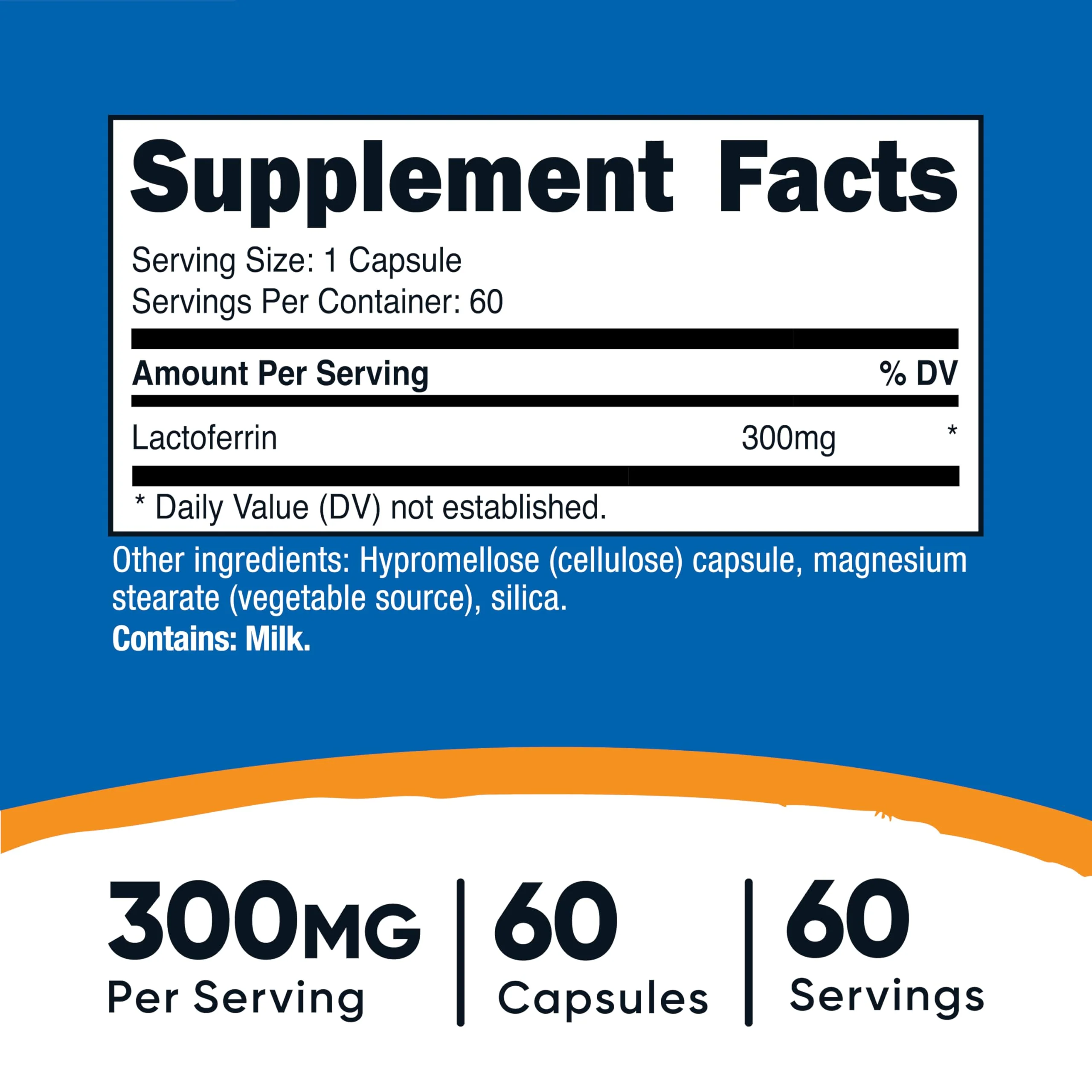 Nutricost Lactoferrin Capsules – 60 Servings (300mg) | Gluten-Free, Vegetarian, GMP-Certified - Image 2