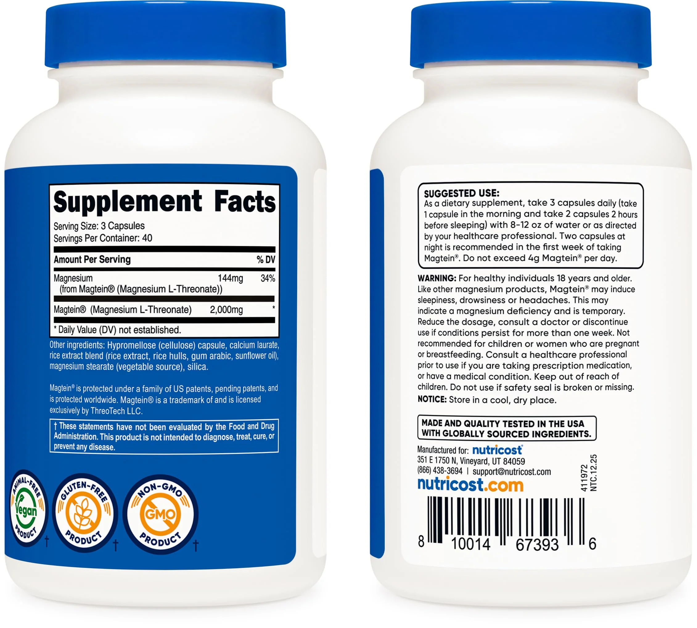 Nutricost Magnesium L-Threonate (Magtein) 2000mg – 120 Capsules – Non-GMO, Gluten Free, Vegetarian Friendly - Image 12