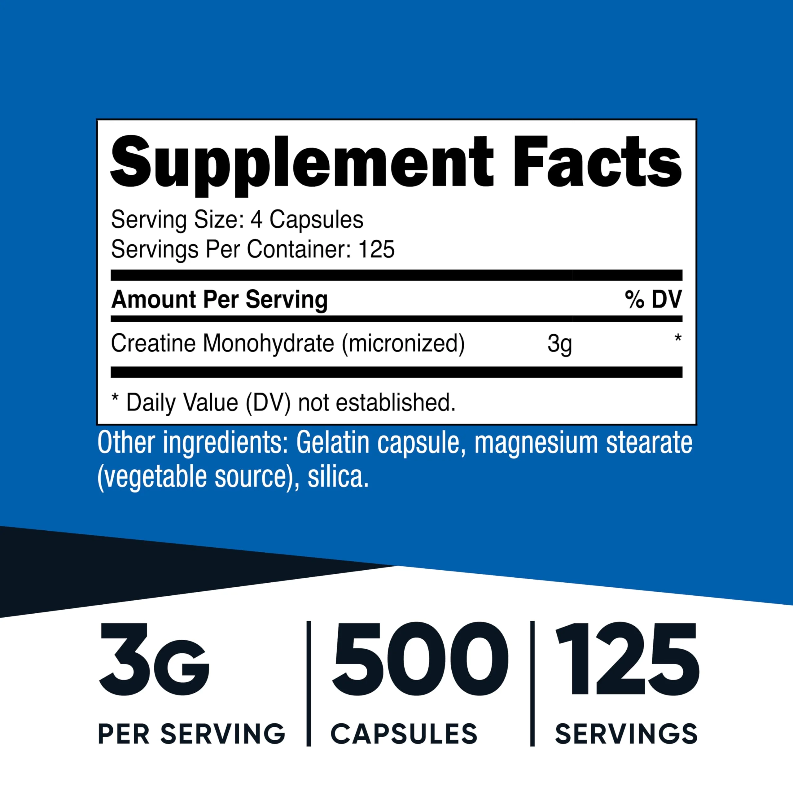 Nutricost Micronized Creatine Monohydrate 750mg Capsule | 125 Servings, 500 Capsules - Image 2