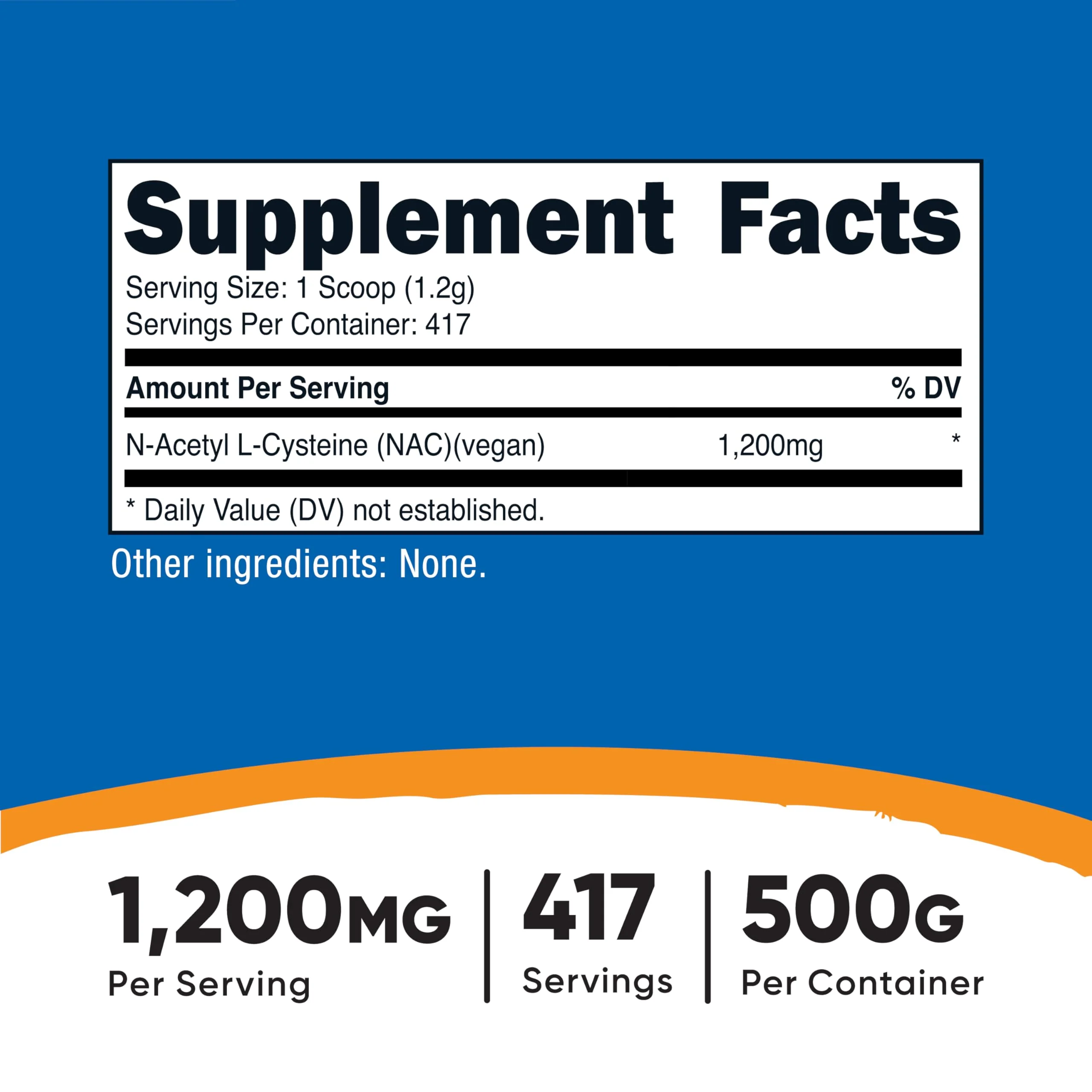 Nutricost N-Acetyl L-Cysteine (NAC) Powder 500g – Vegan, Non-GMO, Gluten Free - Image 2