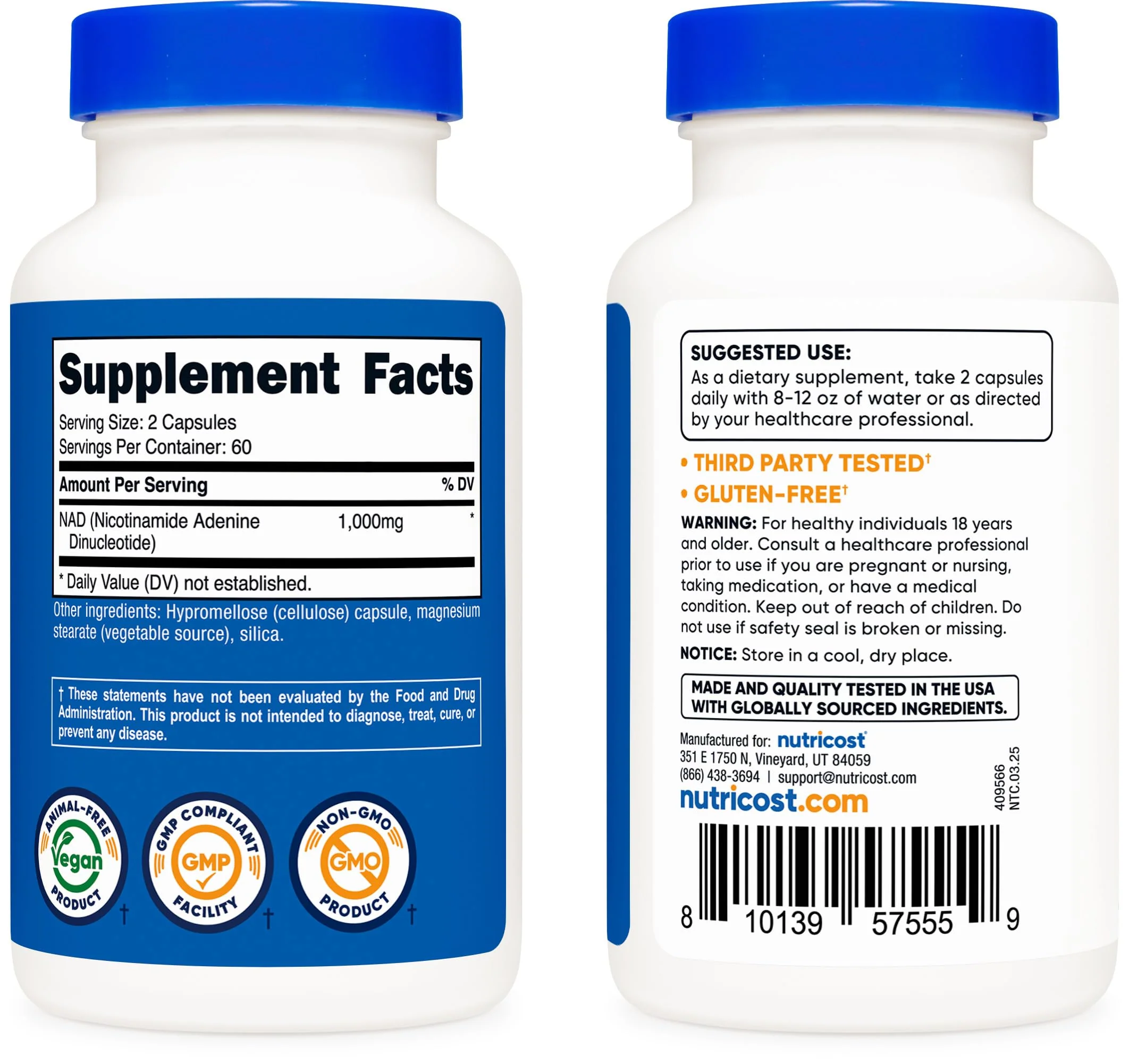 Nutricost NAD+ Supplement 1,000mg per Serving - 60 Servings, Vegan & Gluten-Free - Image 12