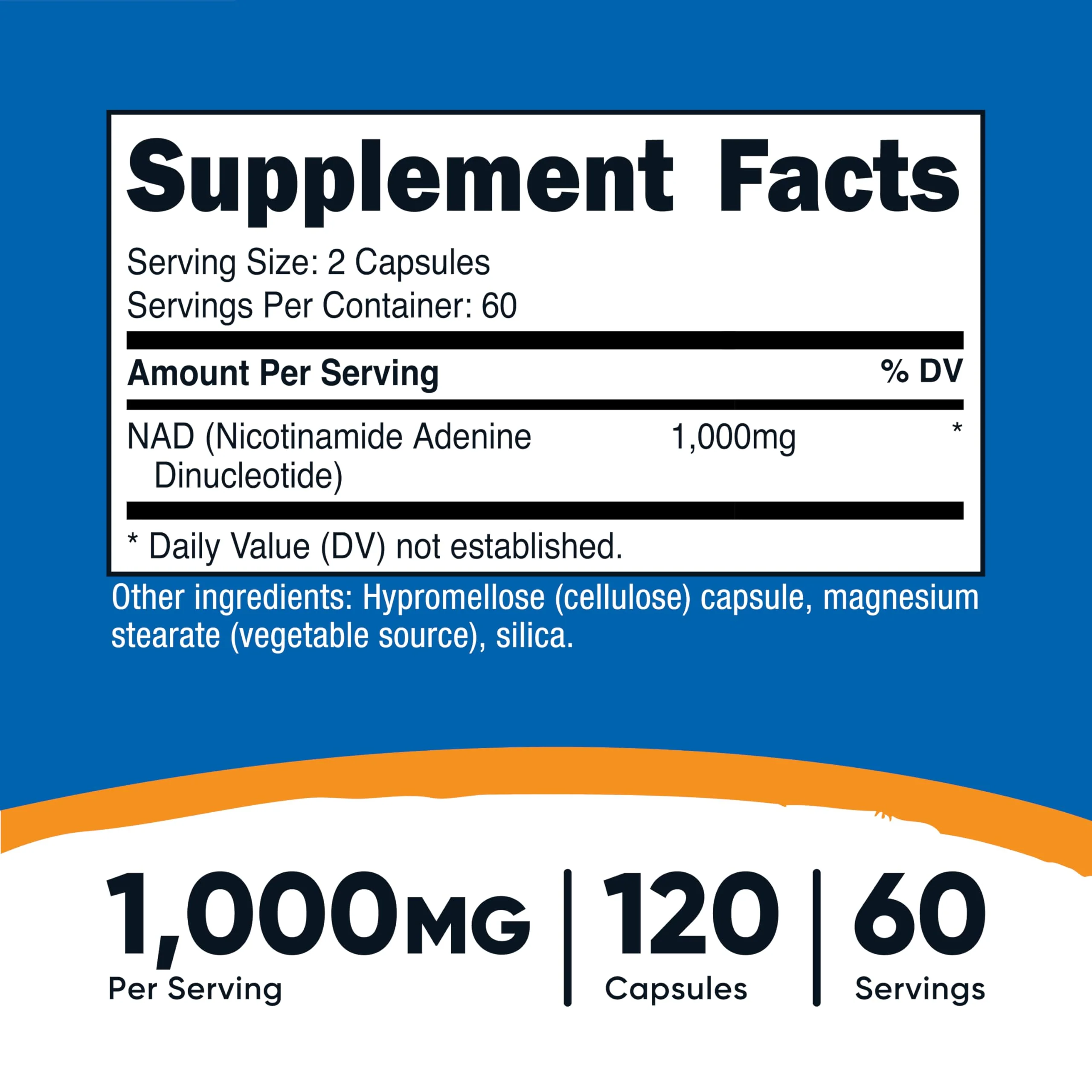 Nutricost NAD+ Supplement 1,000mg per Serving - 60 Servings, Vegan & Gluten-Free - Image 2