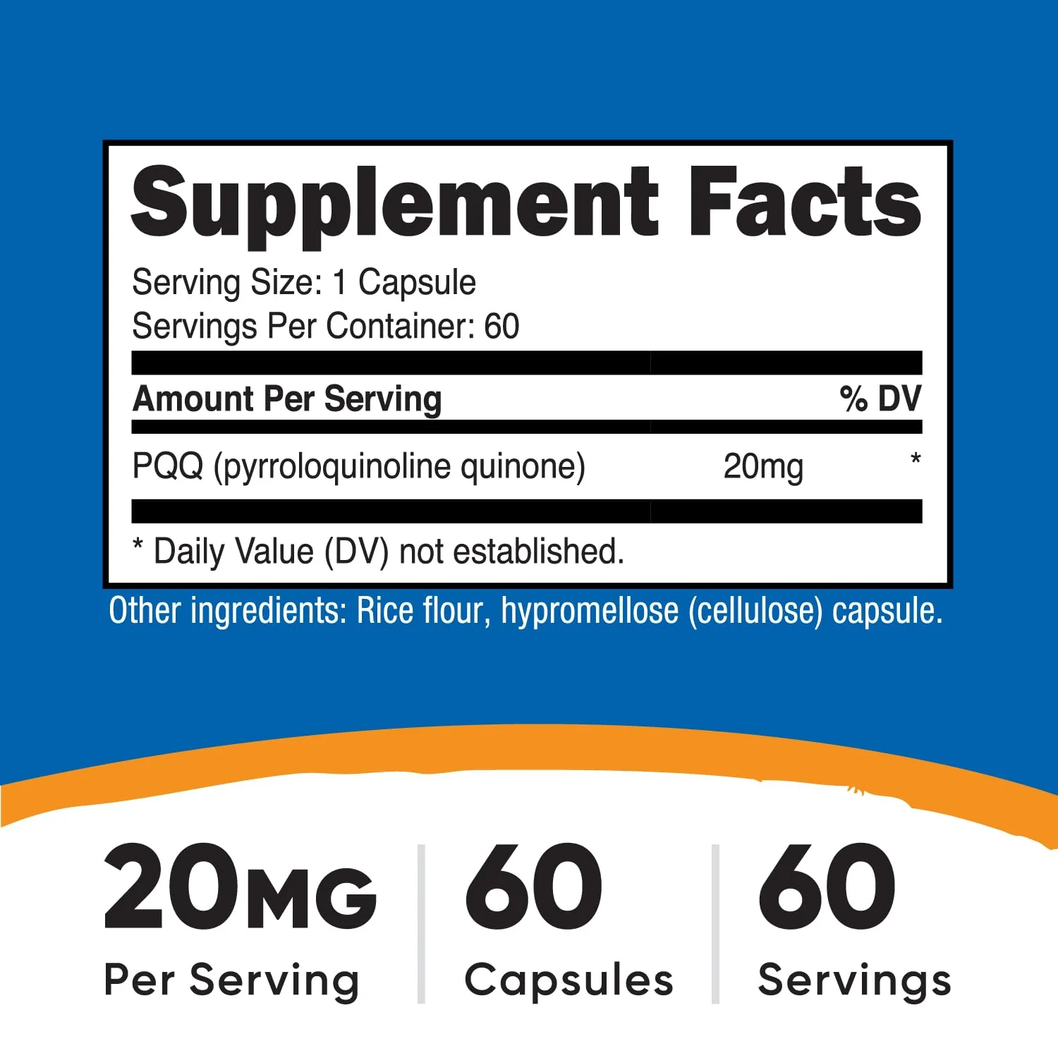 Nutricost PQQ 20mg - 60 Veg Capsules (Pack of 2) - Vegetarian, Non-GMO, Gluten Free - Image 2