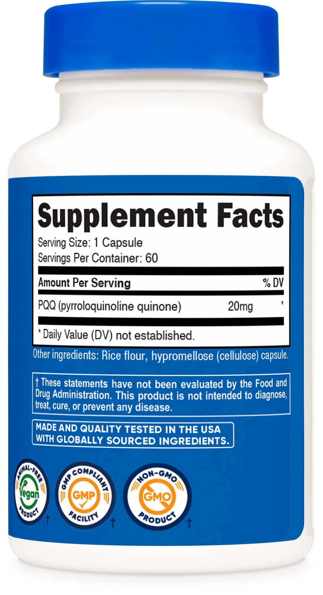 Nutricost PQQ 20mg - 60 Veg Capsules (Pack of 2) - Vegetarian, Non-GMO, Gluten Free - Image 5