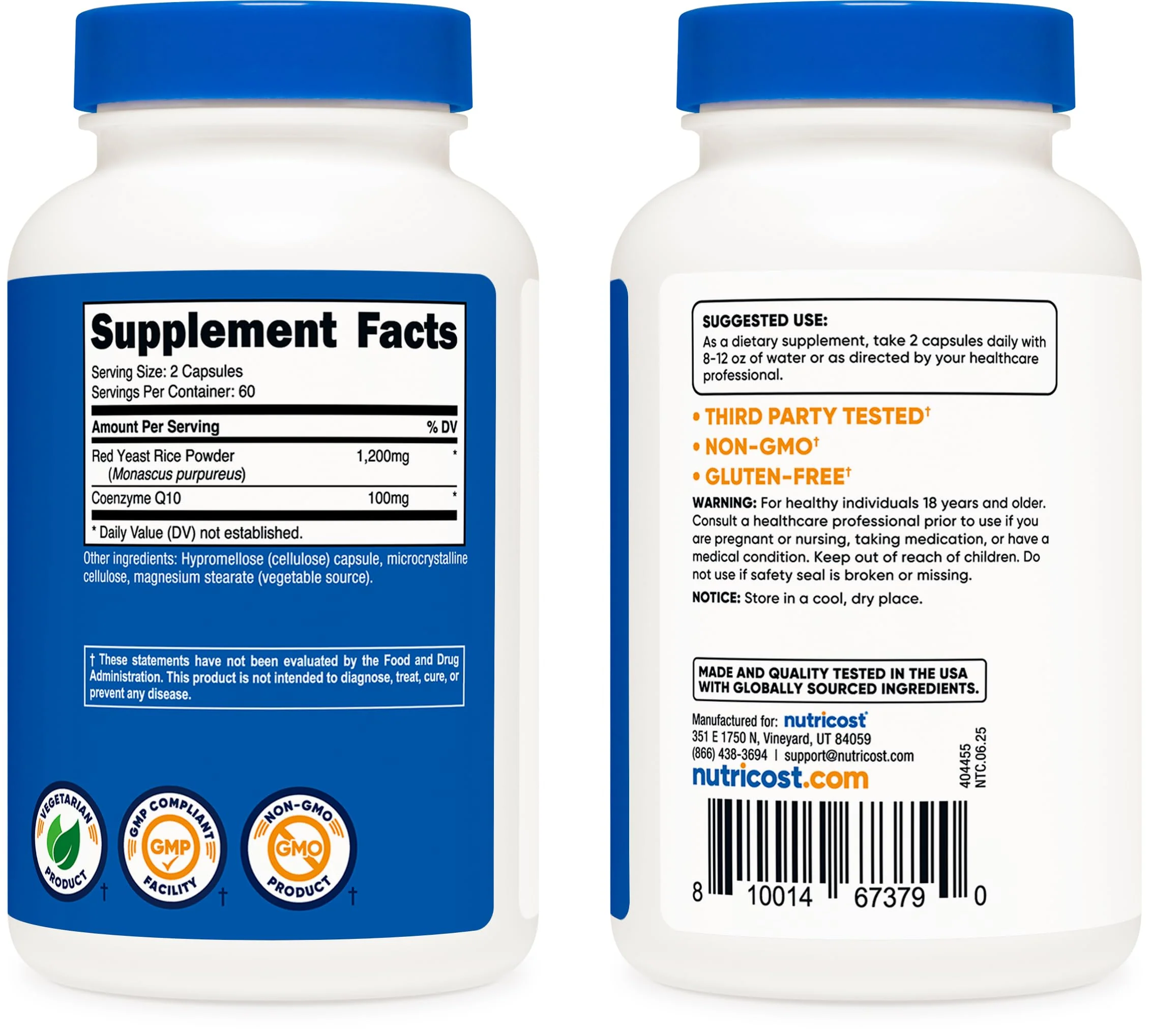 Nutricost Red Yeast Rice with CoQ10 1300mg – 120 Servings (Pack of 2) – Non-GMO, Gluten Free - Image 4