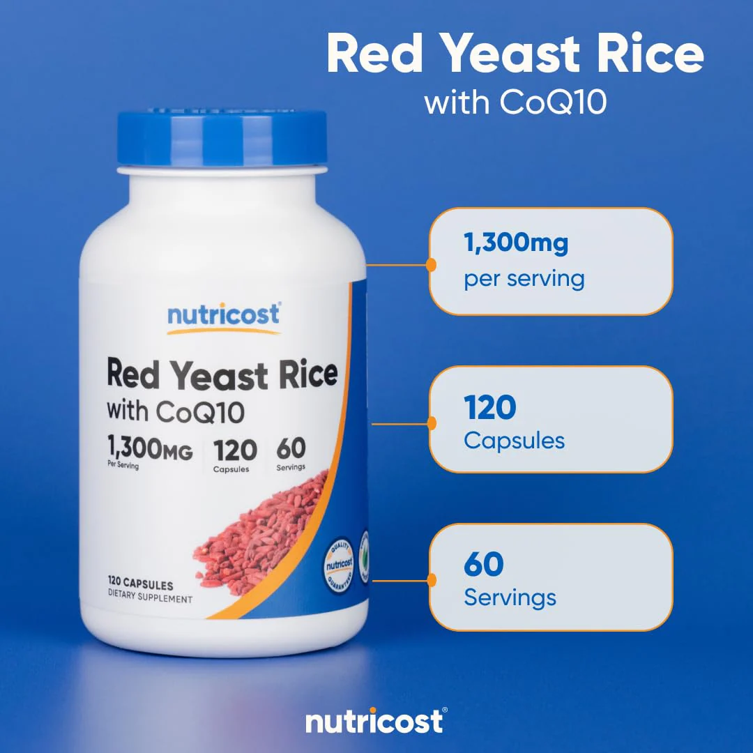 Nutricost Red Yeast Rice with CoQ10 1300mg – 120 Servings (Pack of 2) – Non-GMO, Gluten Free - Image 6