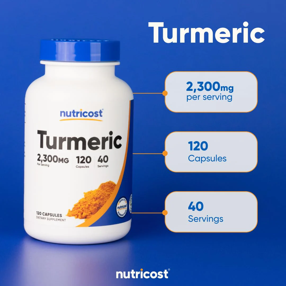 Nutricost Turmeric Curcumin with BioPerine – 2300mg Per Serving, 95% Curcuminoids, 120 Veggie Capsules (Pack of 2) - Image 5