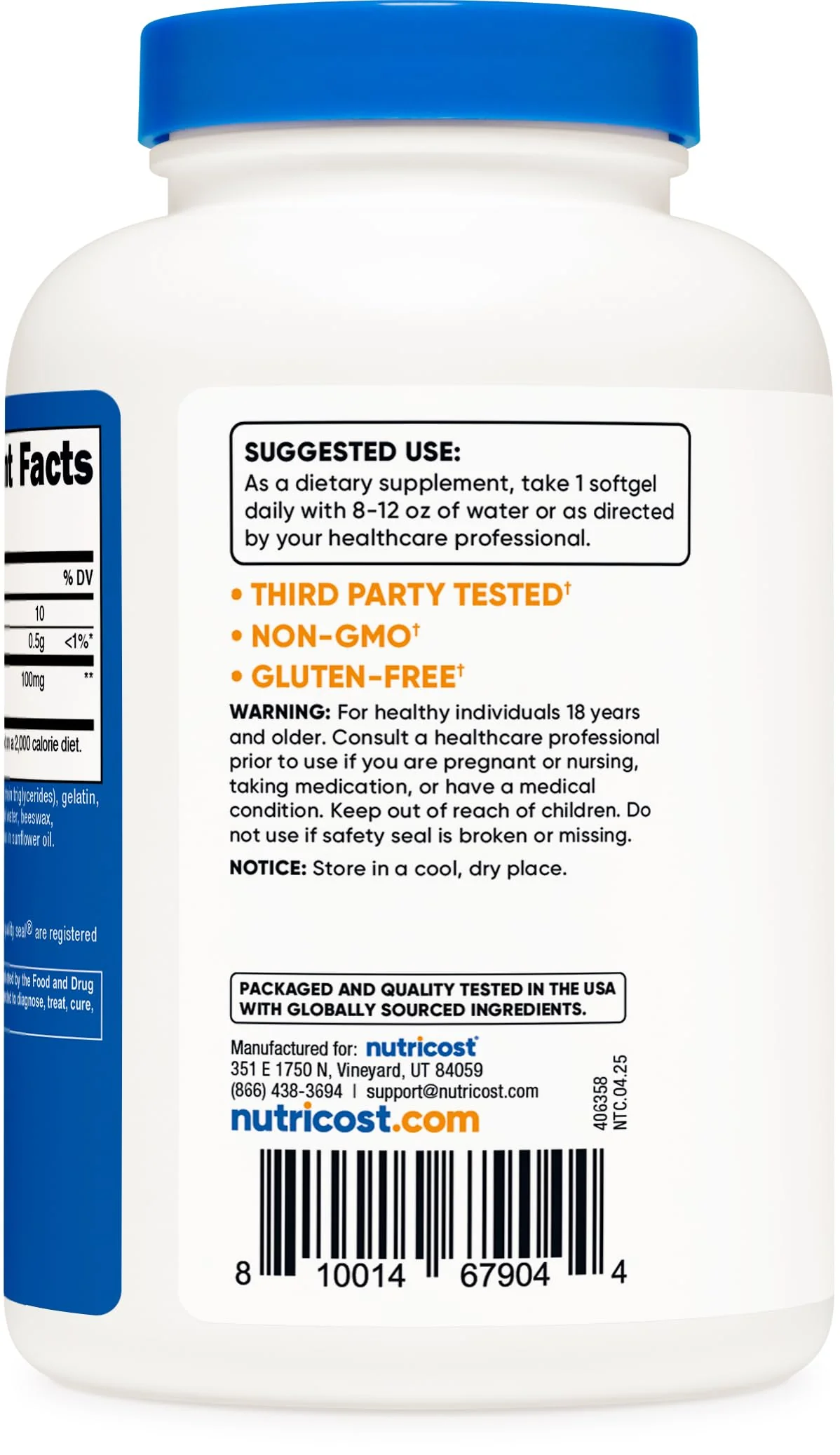 Nutricost Ubiquinol Softgels 100 mg, 240 Softgels – Active CoQ10, Gluten Free, Non-GMO - Image 4