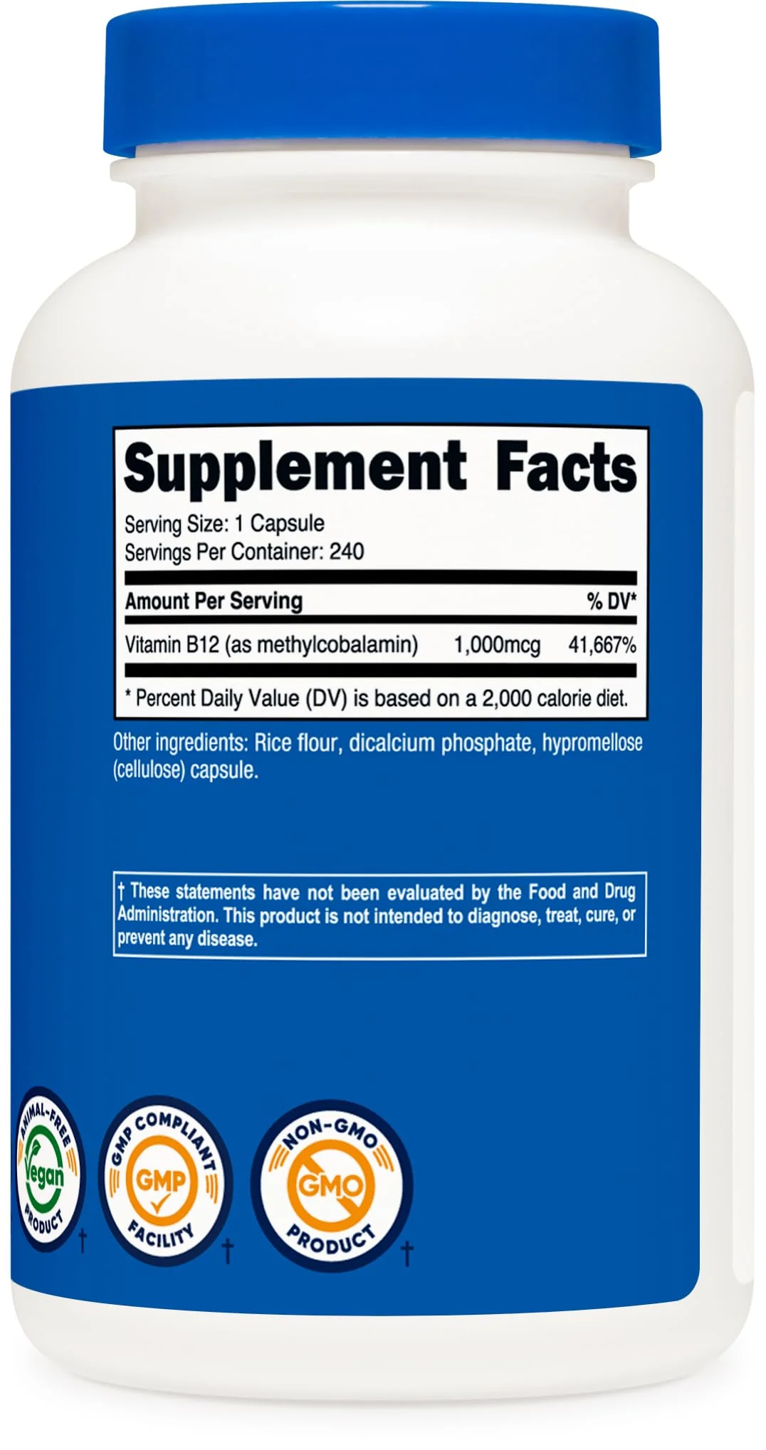 Nutricost Vitamin B12 1000mcg Methylcobalamin – 240 Capsules per Bottle, Pack of 2 | Vegetarian, Non-GMO & Gluten Free - Image 5