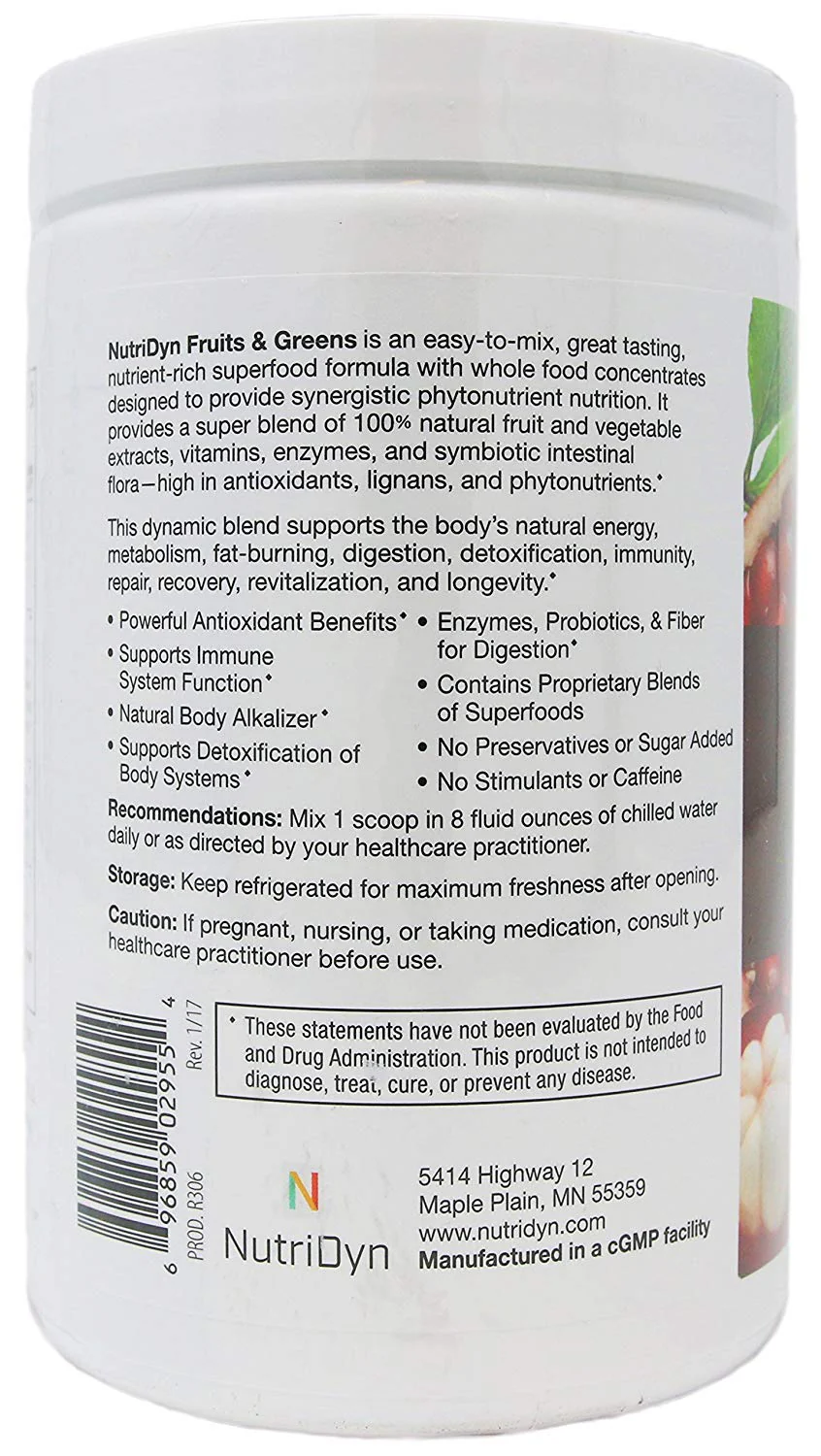 NutriDyn Fruits & Greens Strawberry/Kiwi – Certified Organic 300g with Acai, Goji, Mangosteen & Noni - Image 3